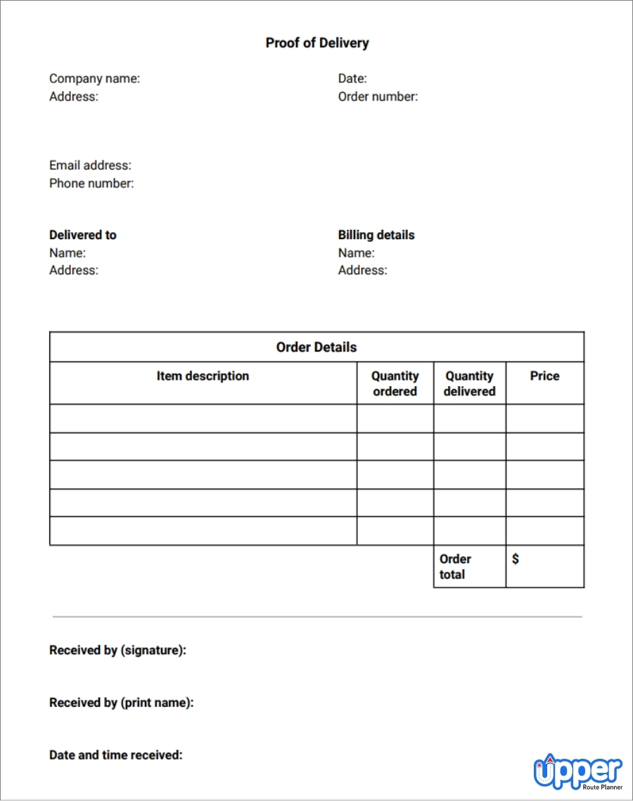 Best Proof Of Delivery Templates To Use In 2025 Upper Route Planner
