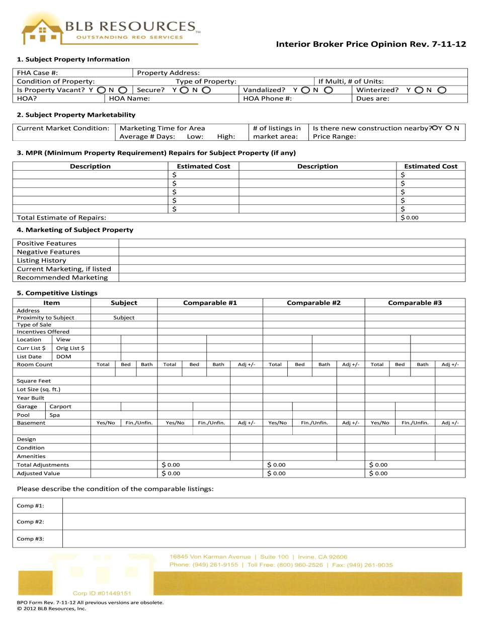 Bpo Forms Printable Blank PDF Online