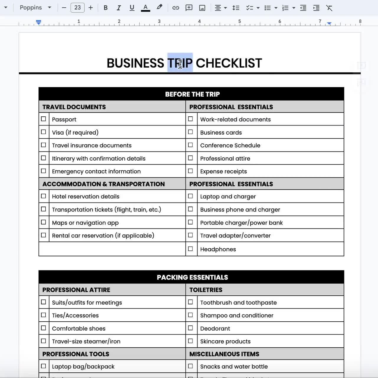 Business Trip Checklist Template Trip Planning Template Corporate Travel Checklist Business Trip Essentials Travel Itinerary Template