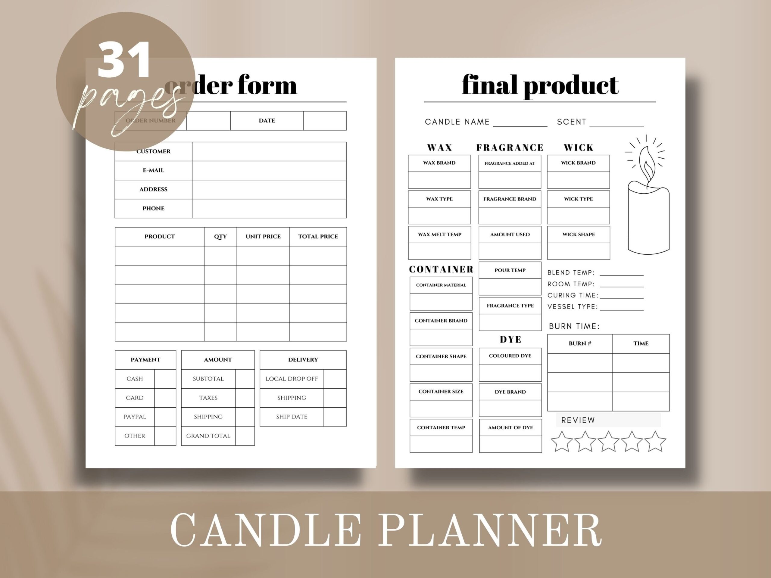 Candle Order Form Template