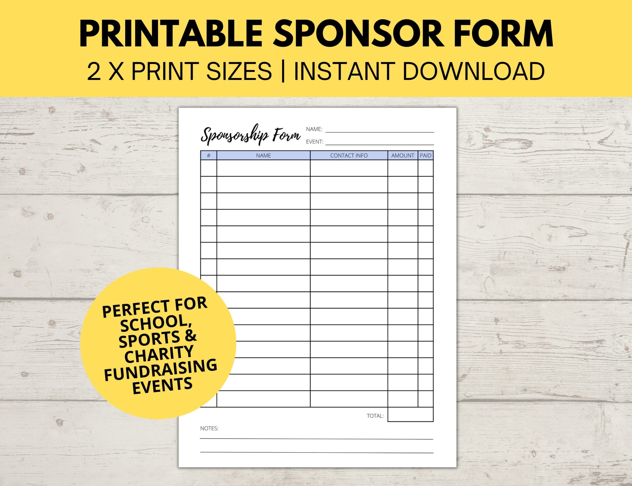 Buy Sponsorship Form Printable Fundraiser Form Charity Fundraiser Donation List Sponsor Template Event Sponsor Form Instant Download Online In India Etsy