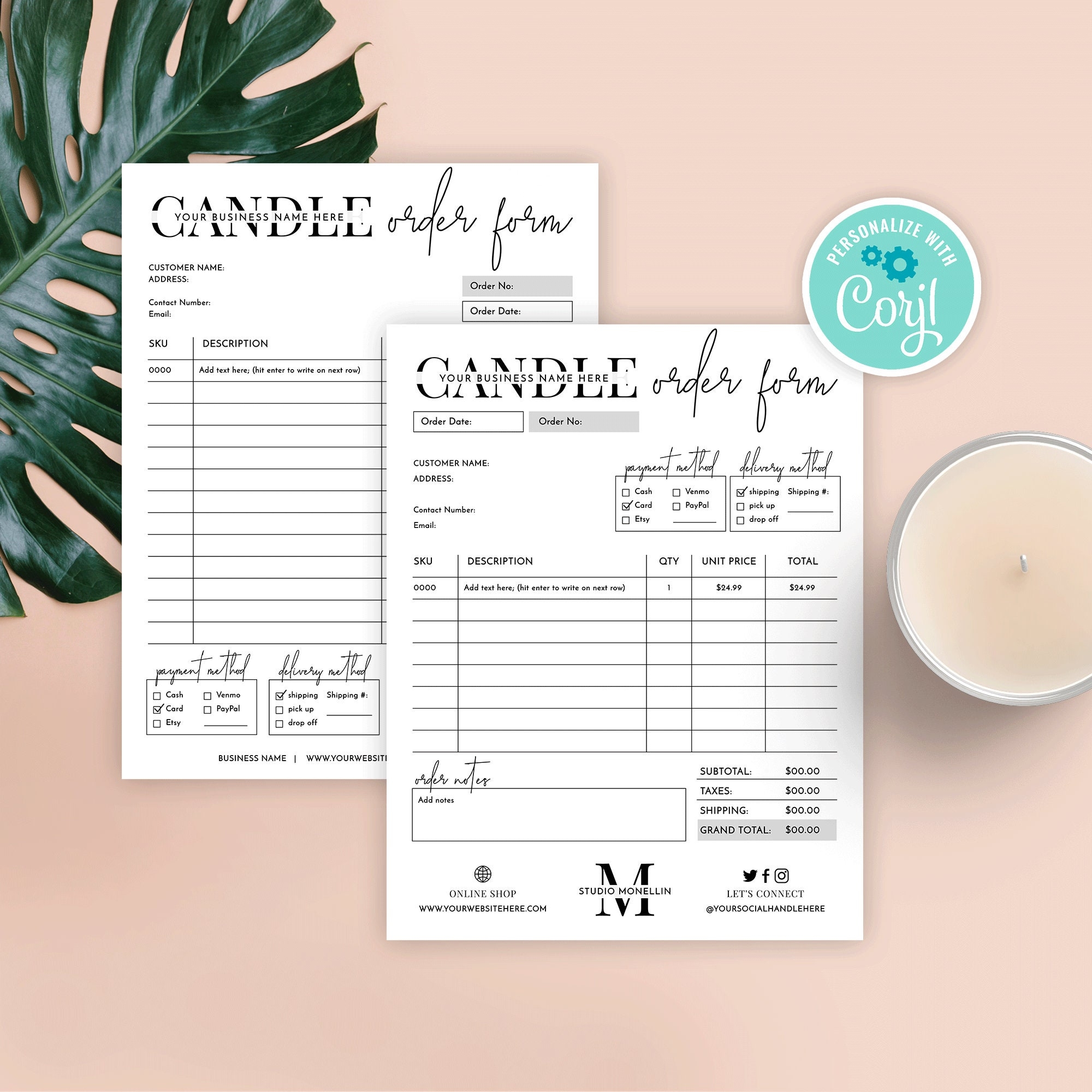 Candle Order Form Template Editable Product Quotation Form 