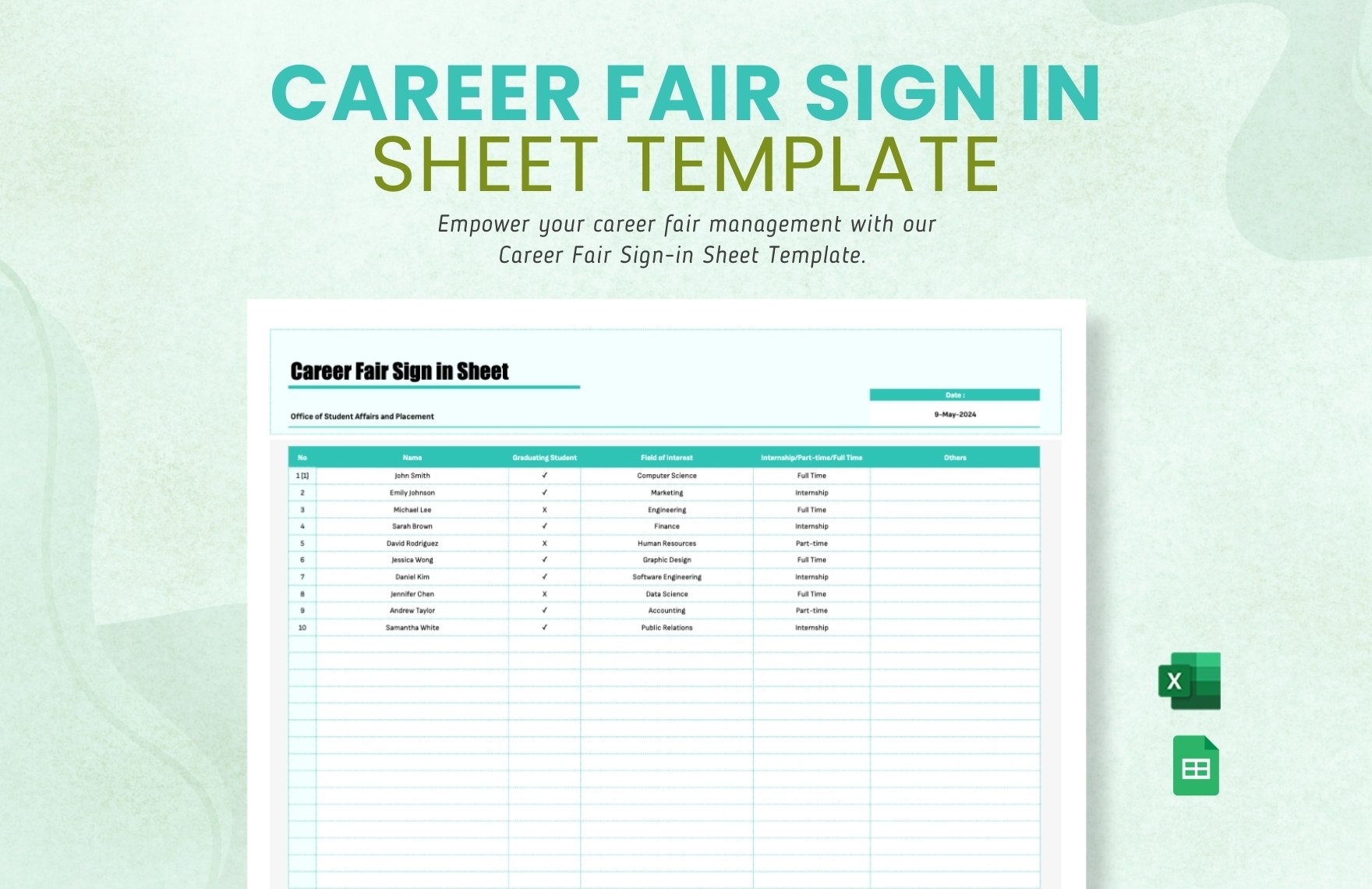 Career Fair Sign In Sheet Template Template