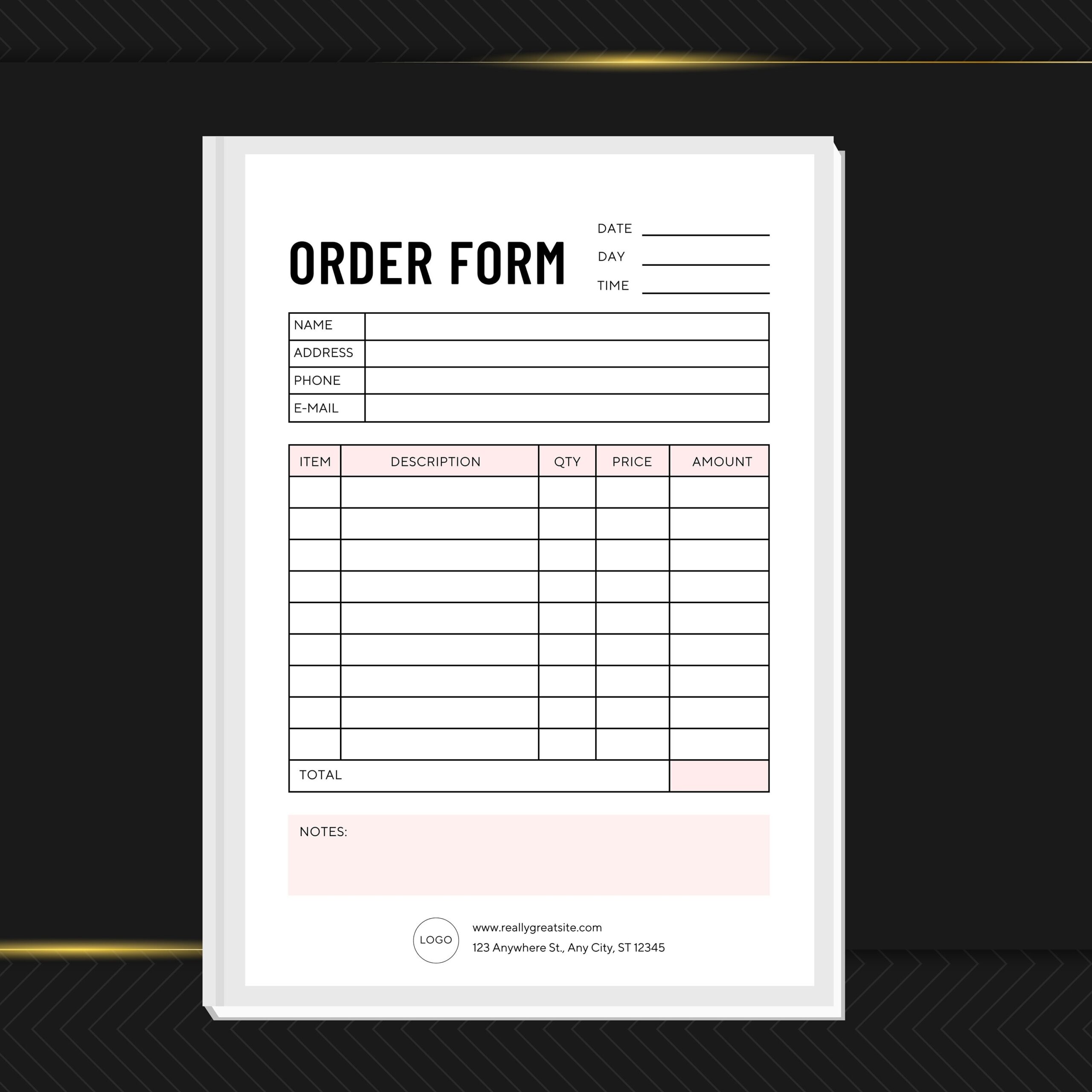 Blank Food Order Form Template