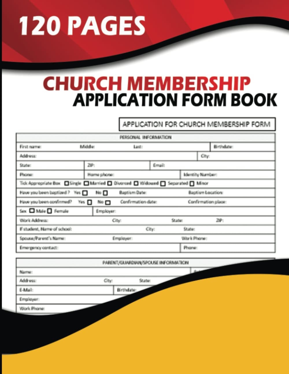 Church Membership Application Form Book 60 Forms Application For Church Membership Form T Reyes Frances 9798423800840 Amazon Books