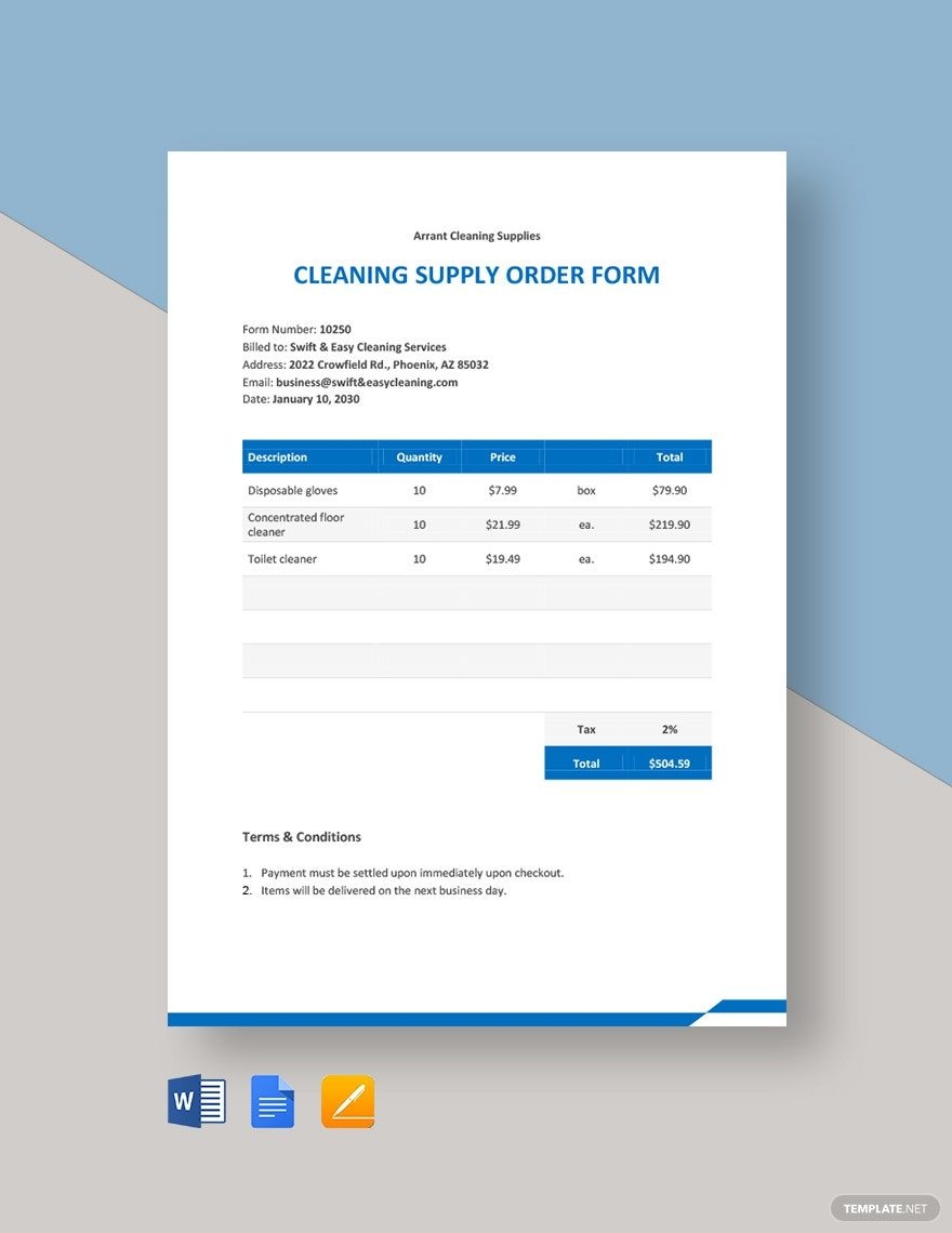 Supply Request Form Template