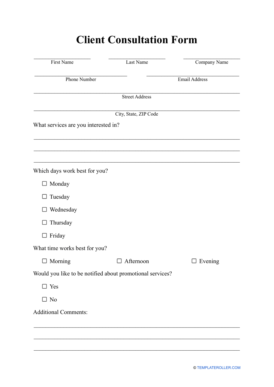 Client Consultation Form Fill Out Sign Online And Download PDF Templateroller