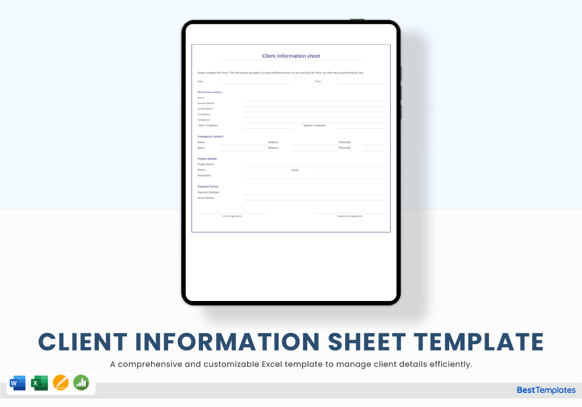 Client Information Sheet Template