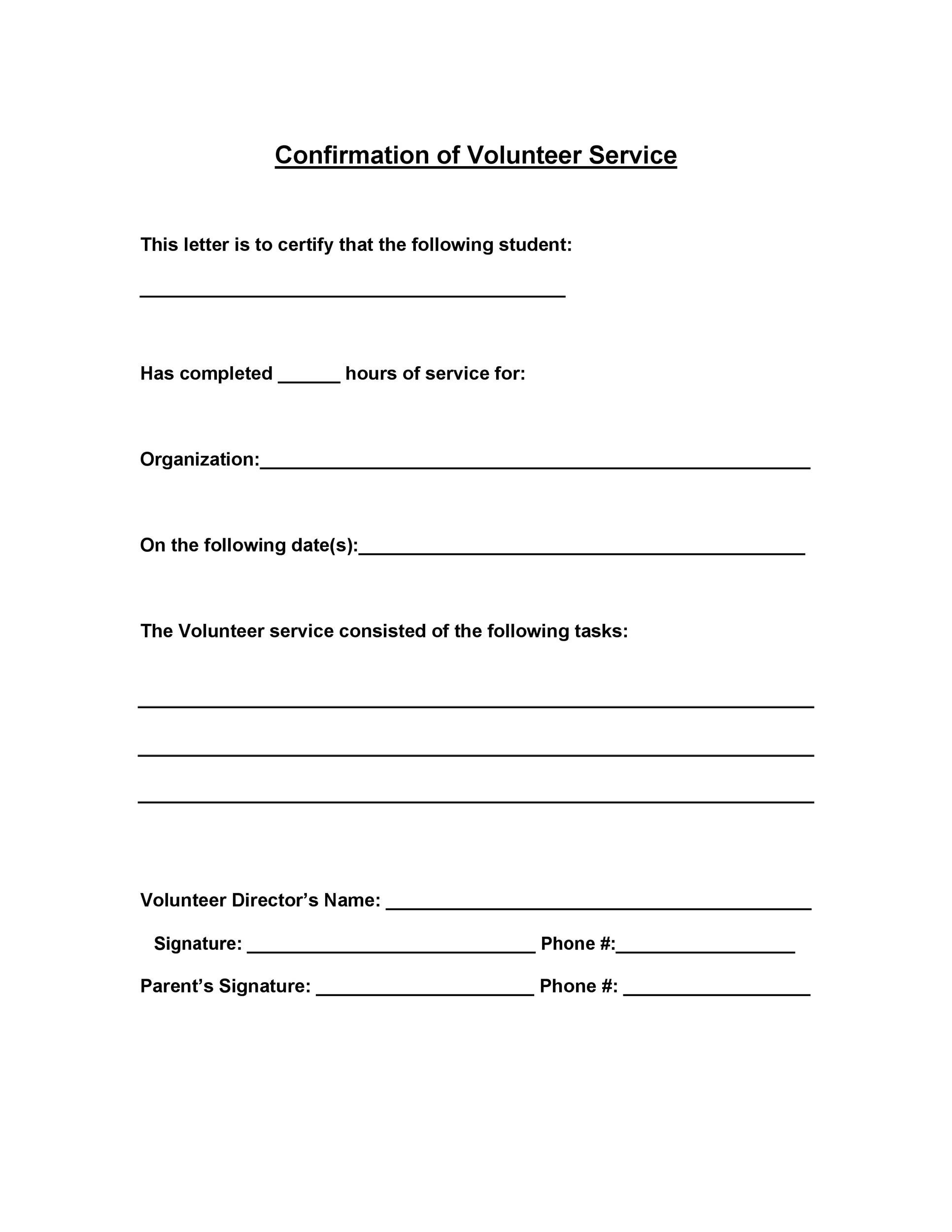 Community Service Forms Templates