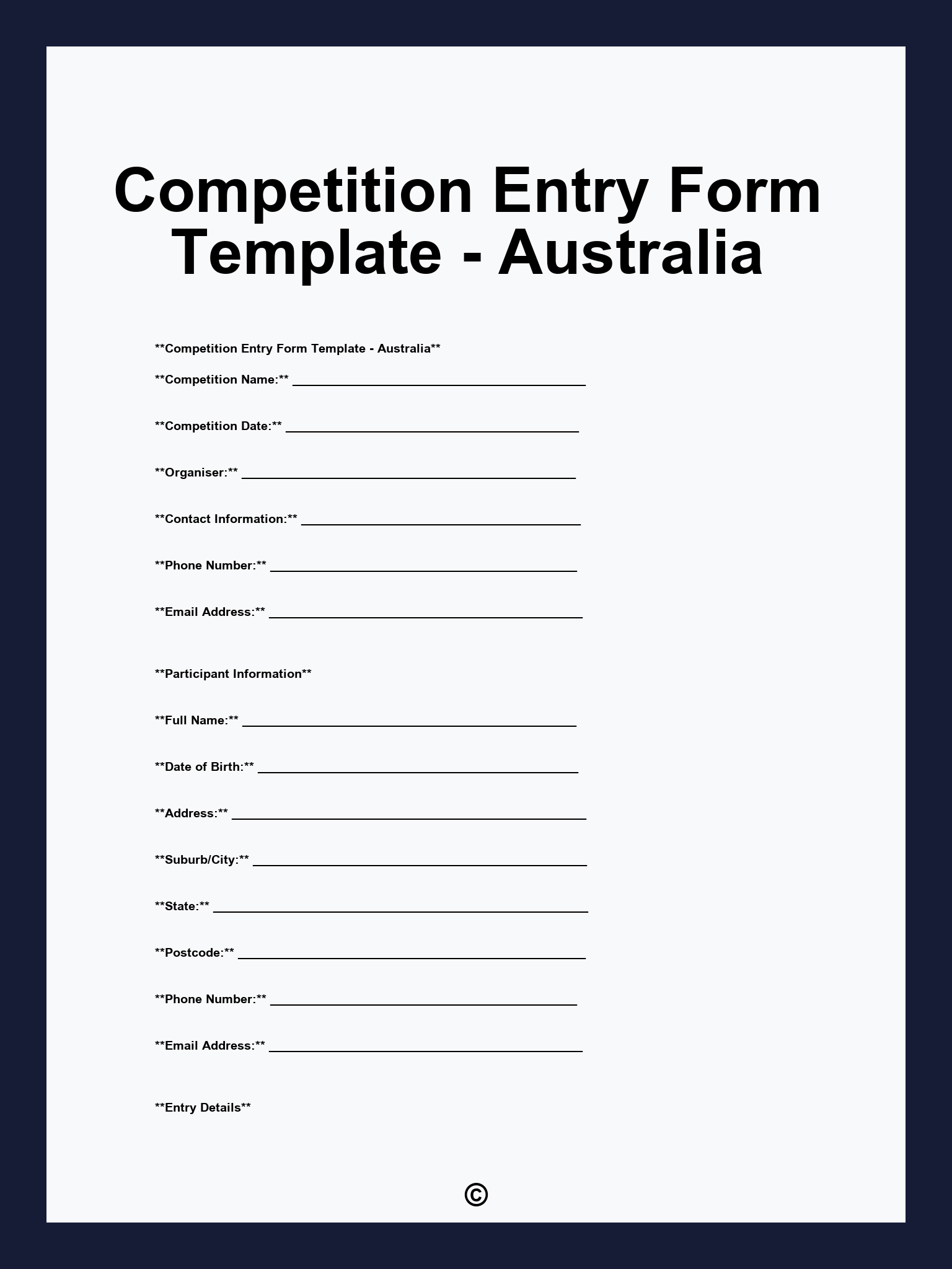 Contest Entry Form Template Word