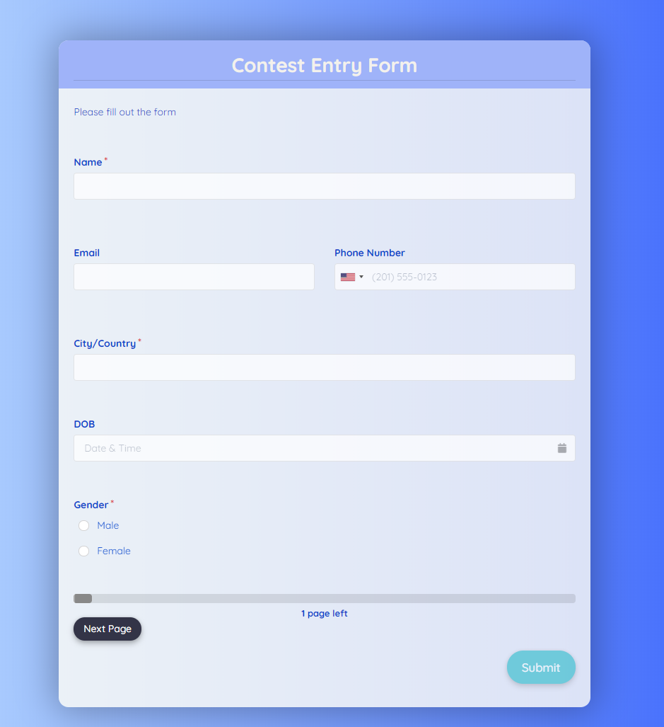 Contest Entry Form Template Formplus