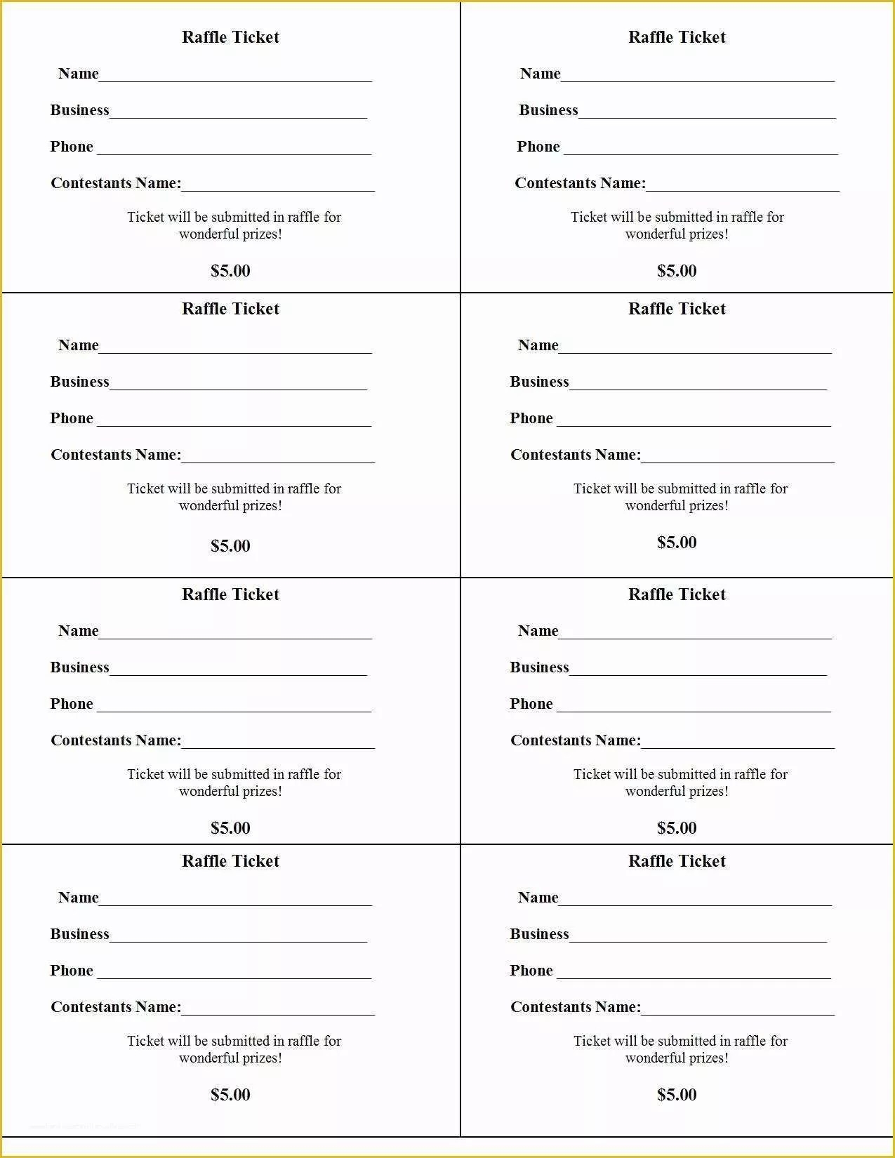 Contest Entry Form Template