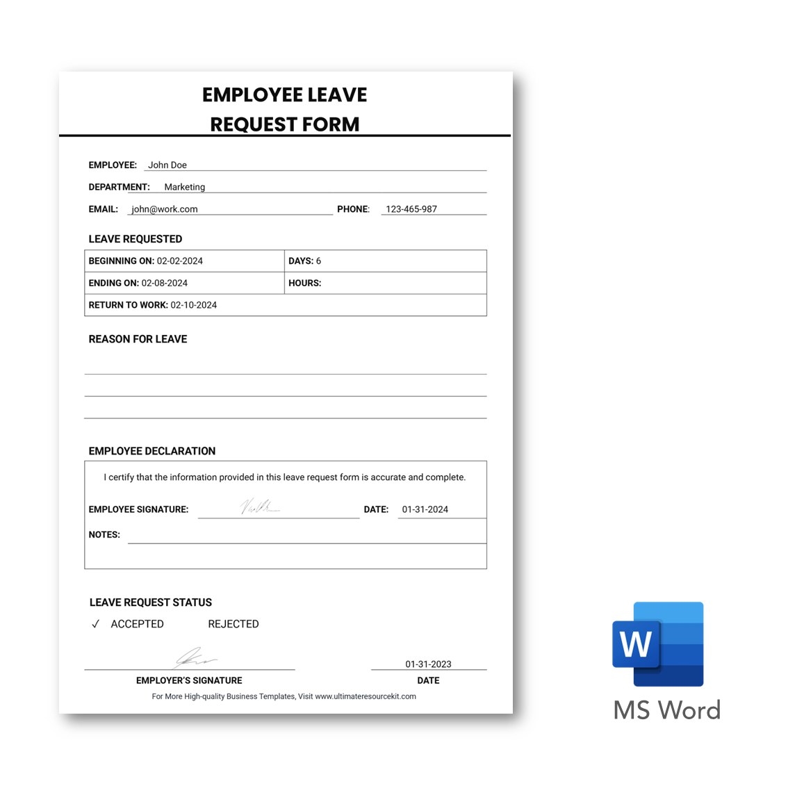 Conventional Employee Leave Request Form High Quality Templates