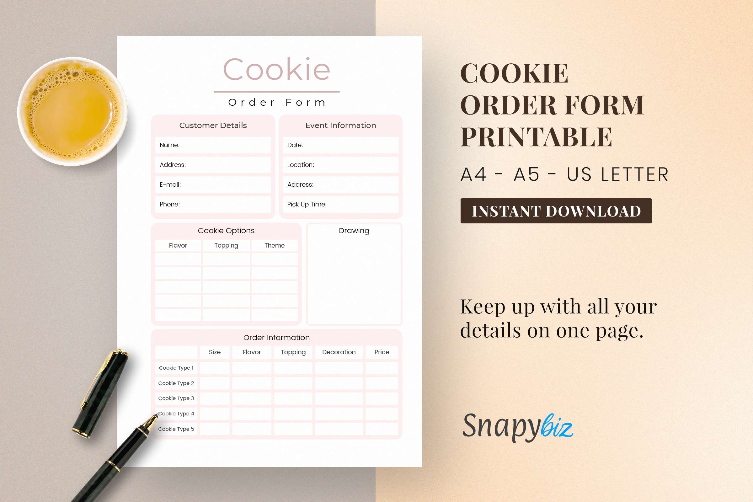 Cookie Order Form Craft Business Form