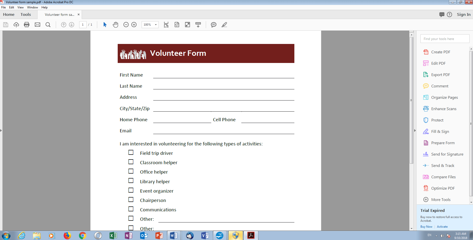 Fillable Pdf Form Template