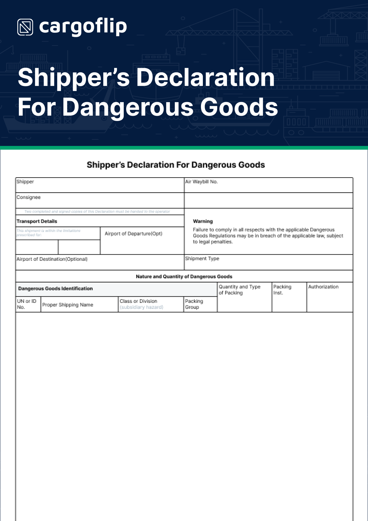 Create A Shipper s Declaration For Dangerous Goods Free Template Download Cargoflip