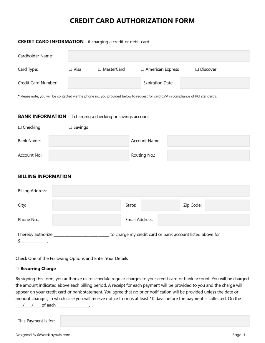 Ach Authorization Form Template Word