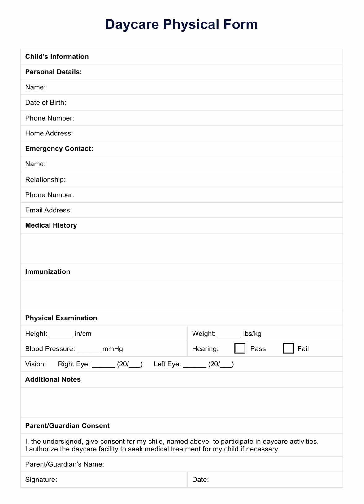Physical Template Form