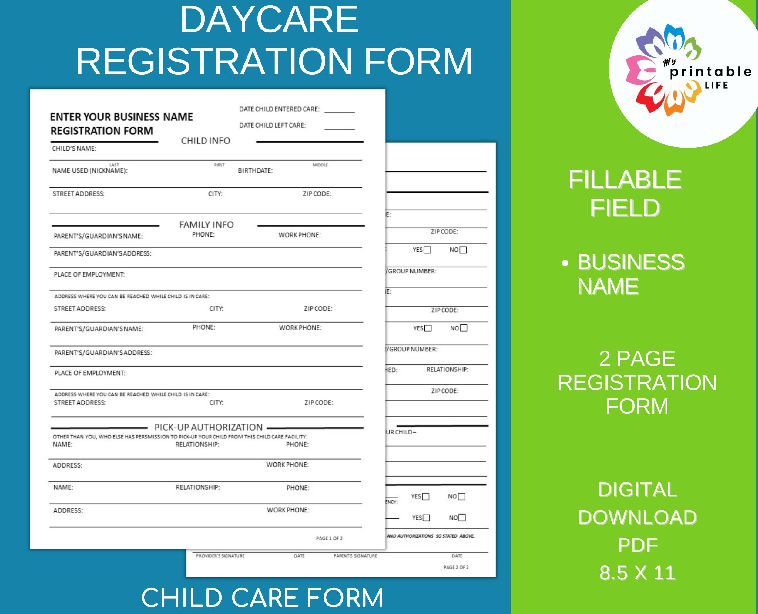Daycare Registration Form Template Word