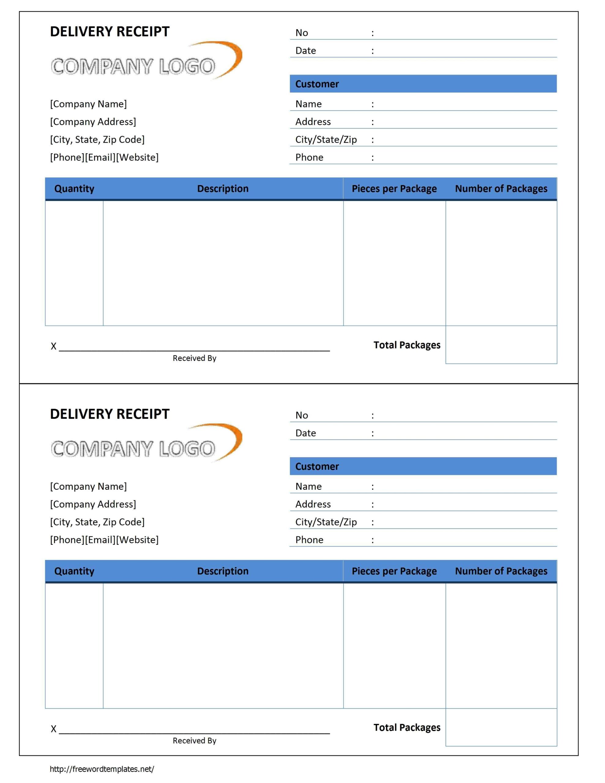Delivery Form Template