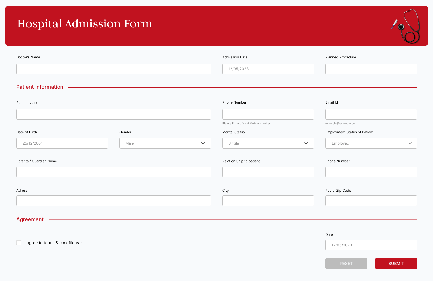 Design An Intuitive Hospital Admission Form