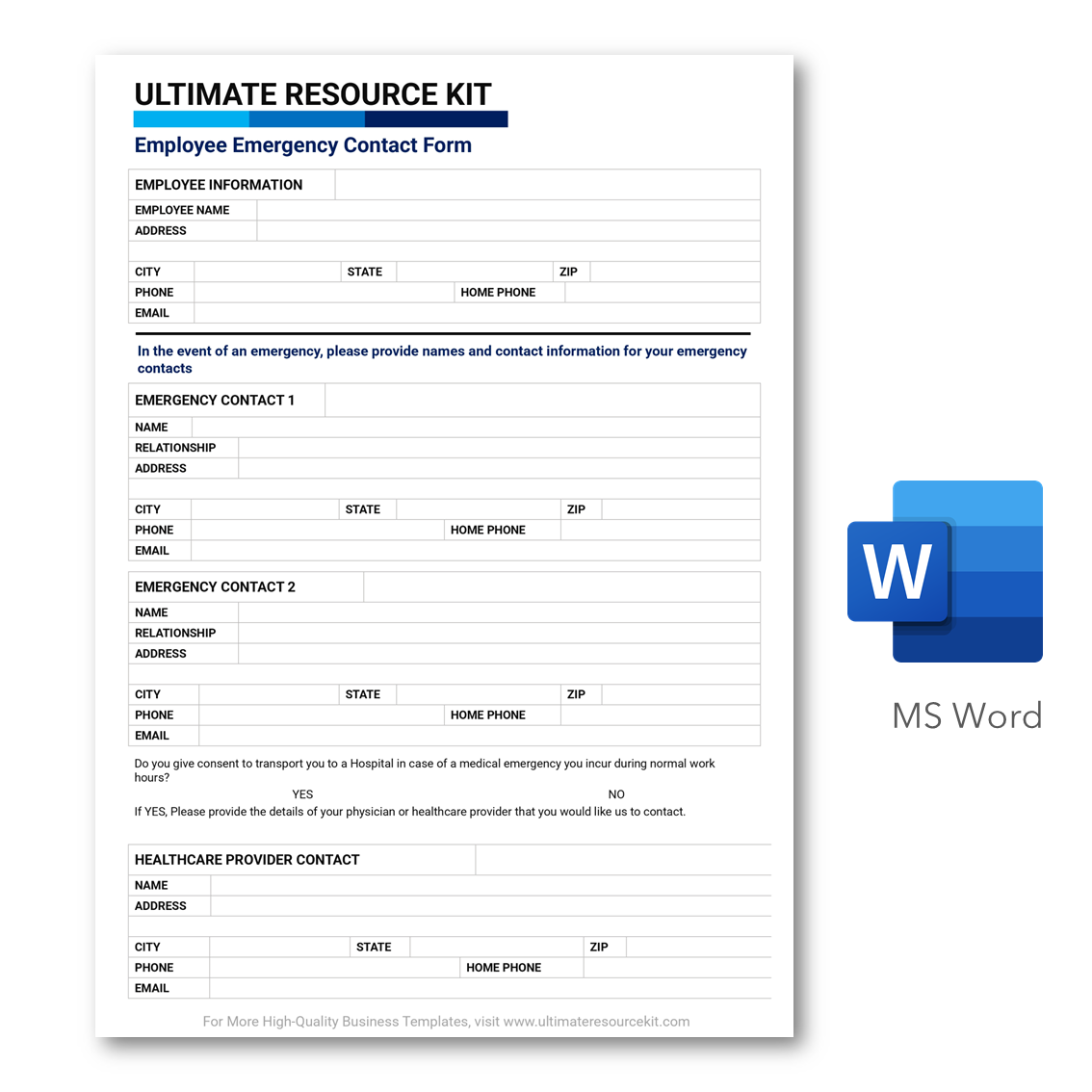 Detailed Employee Emergency Contact Form High Quality Templates