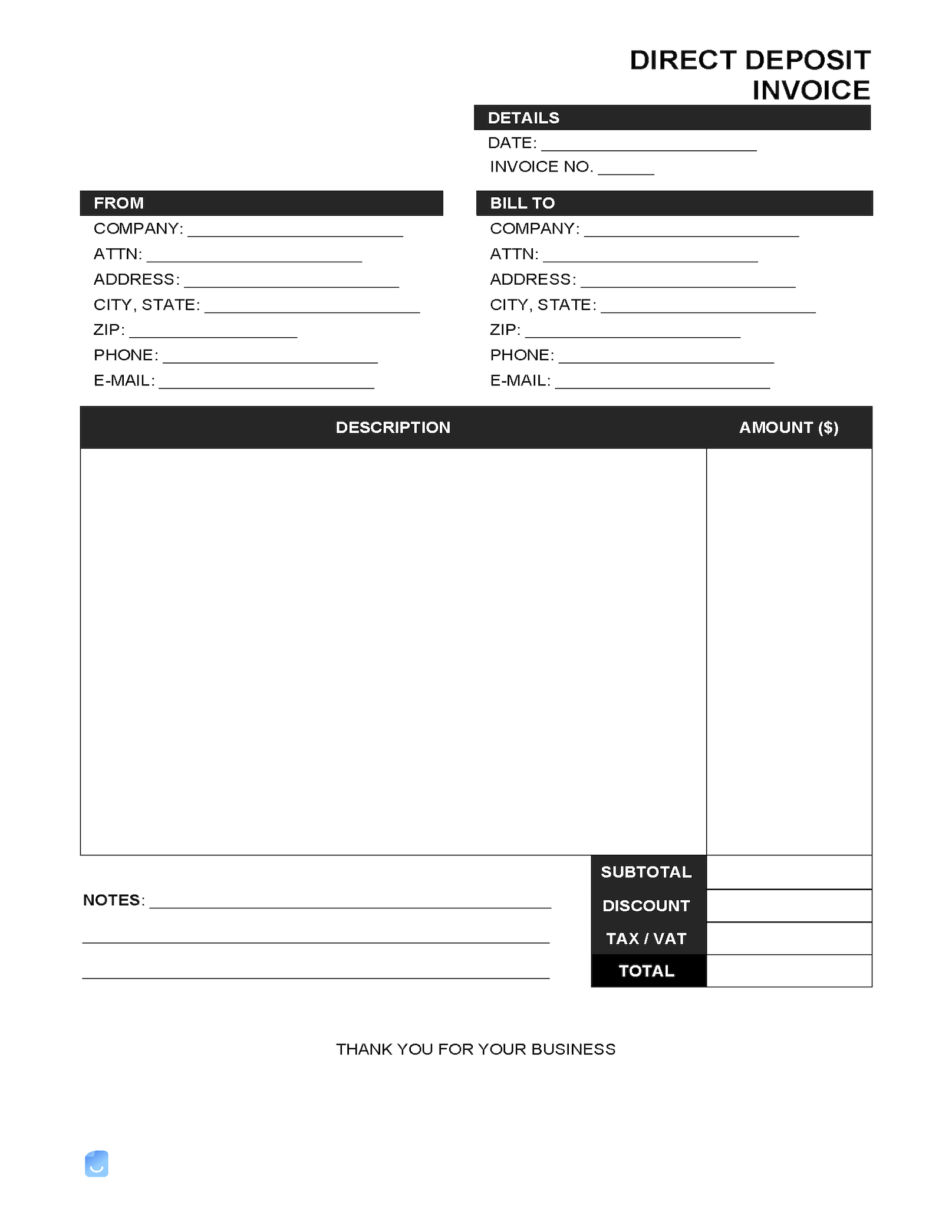 Direct Deposit Form Template Word