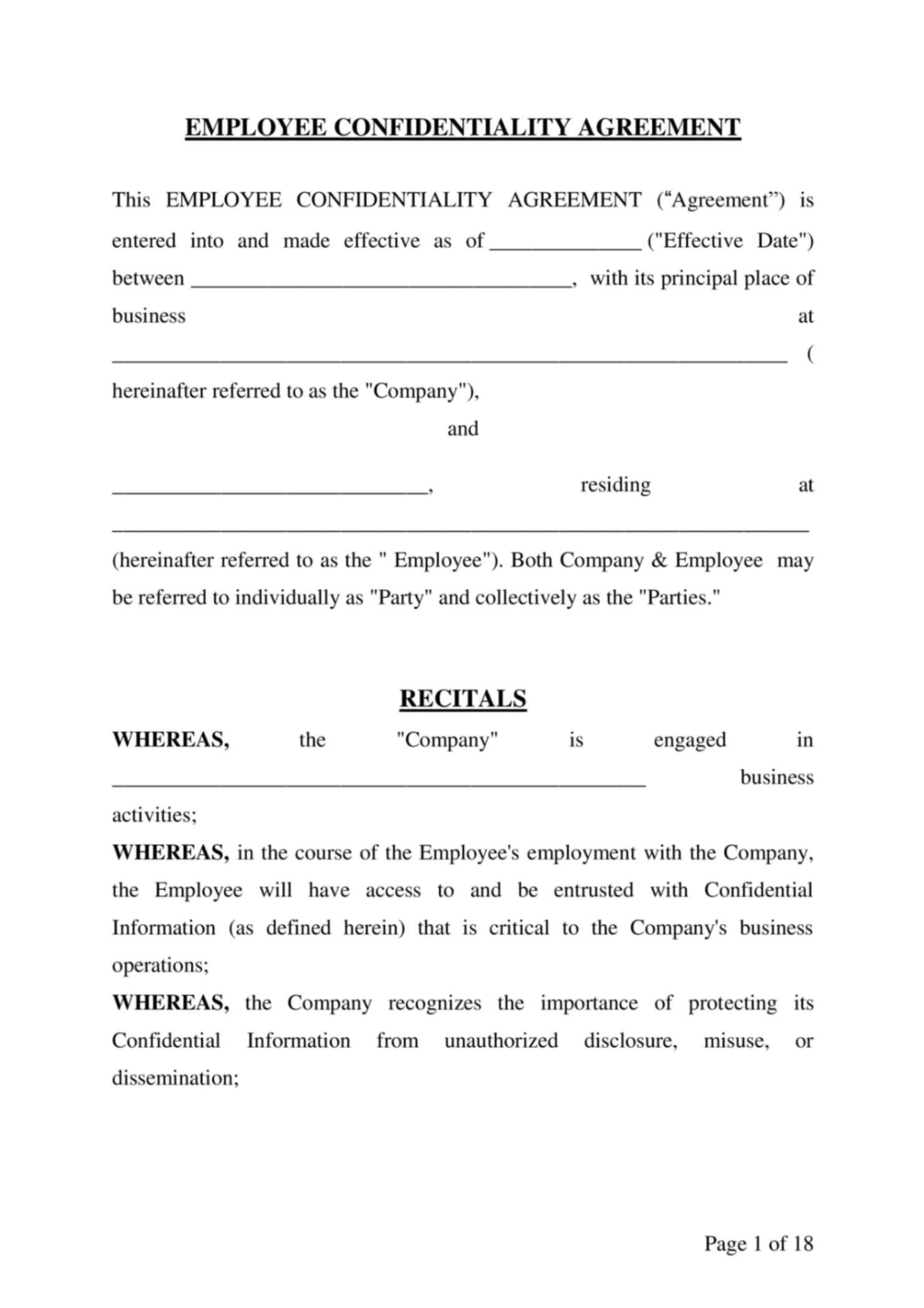 Confidentiality Form Template