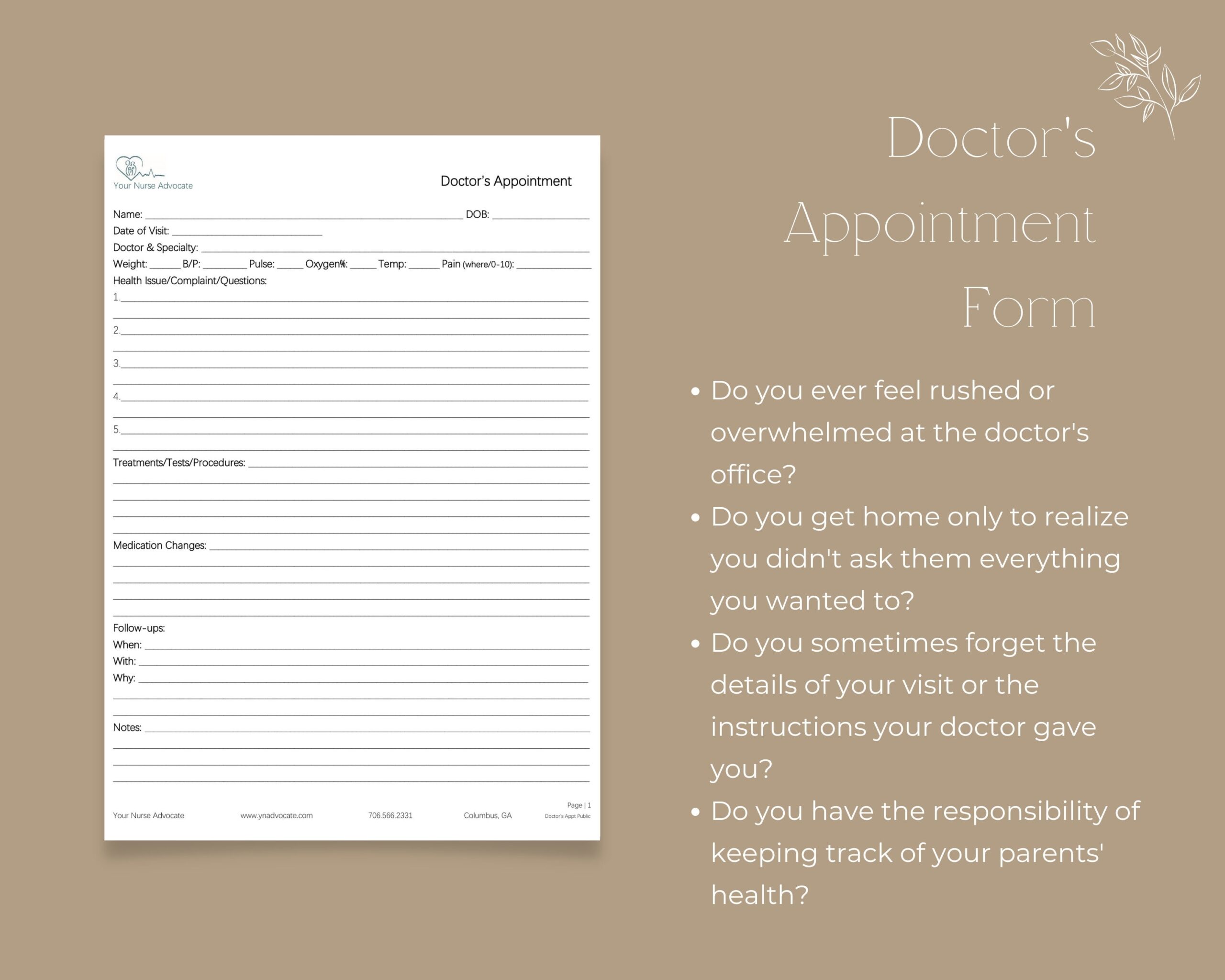 Doctor s Appointment Form Health U0026 Wellness Etsy