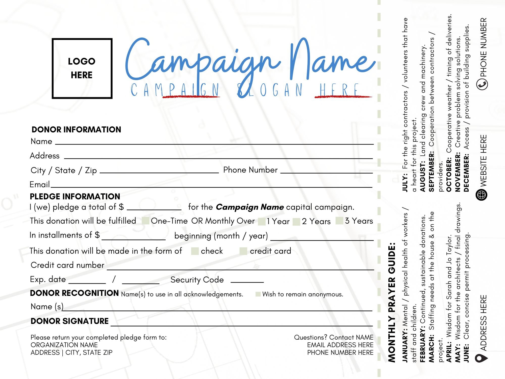 Donor Pledge Form Template