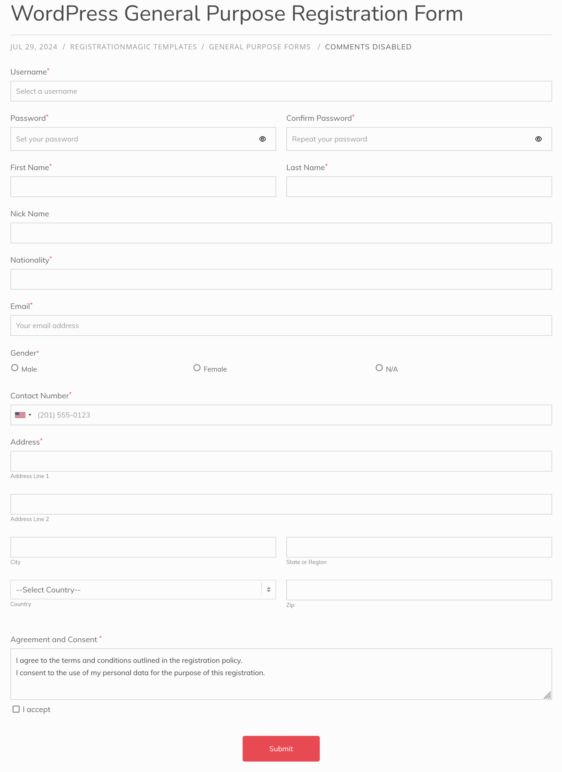 Free Registration Form Templates Download