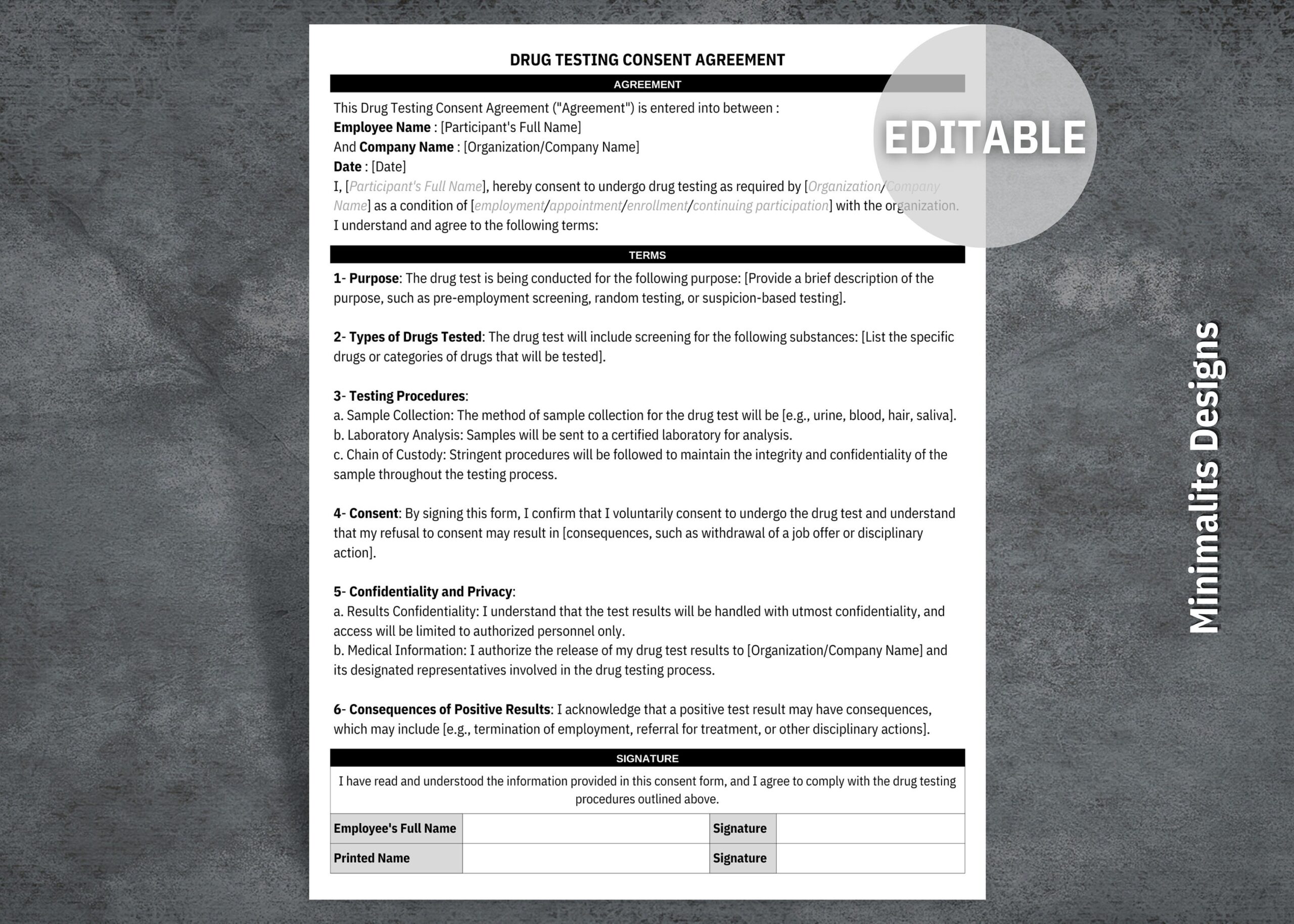 Drug Test Form Template