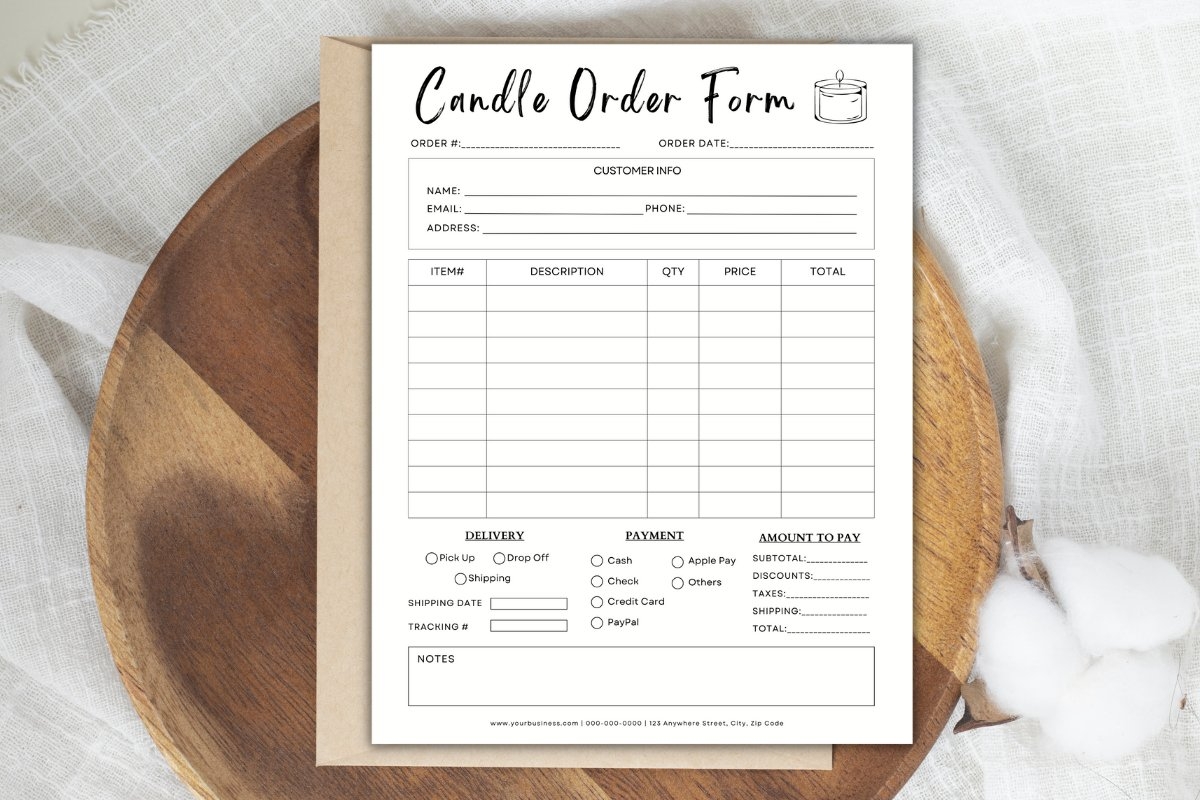 Editable Candle Order Form Canva Template Bu0026W 2