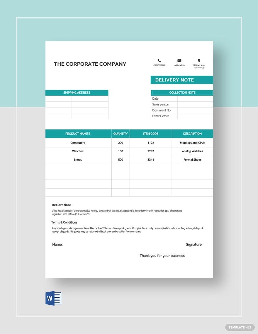 Editable Delivery Note Templates In Word To Download