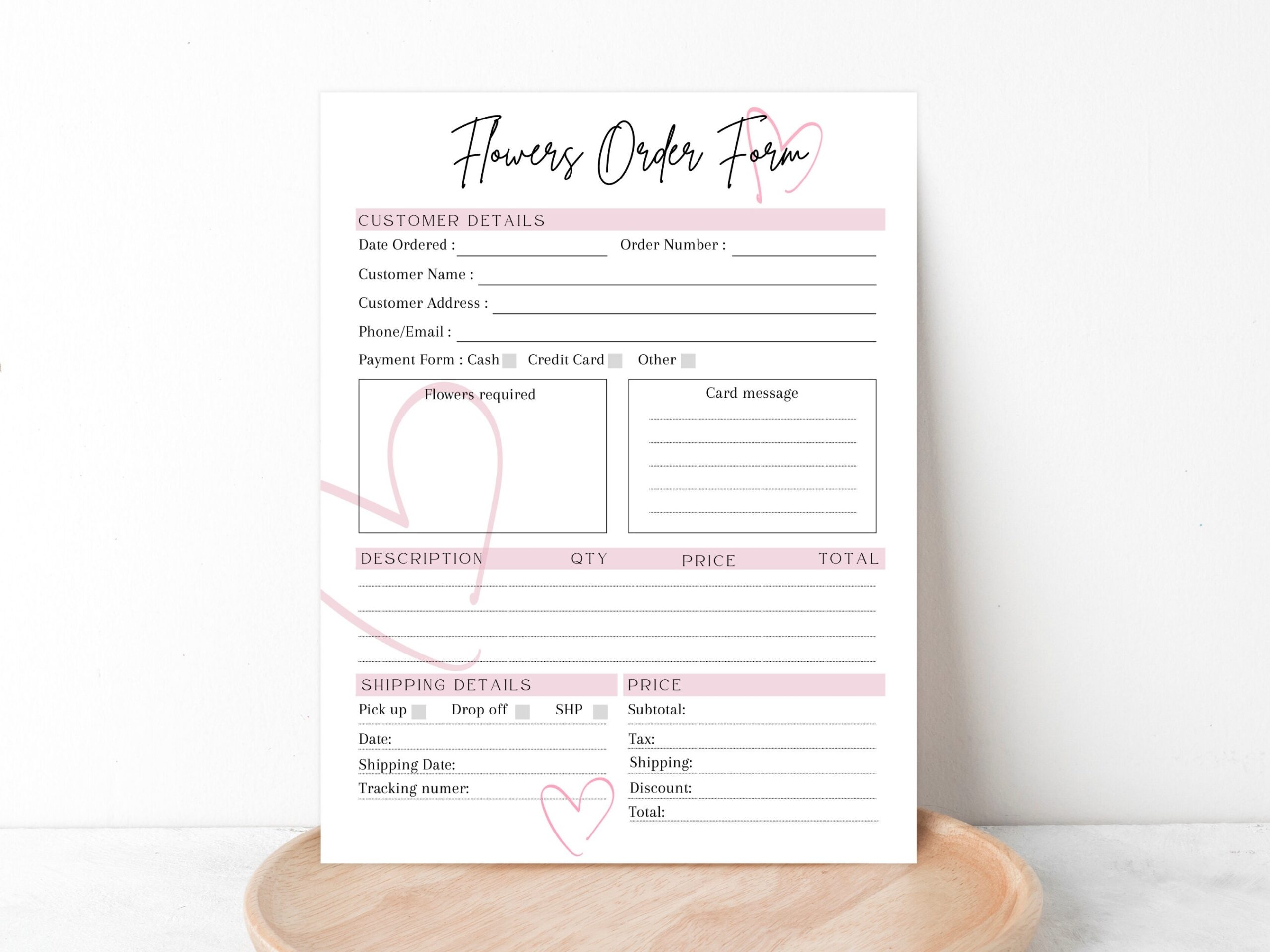 EDITABLE FLORIST ORDER Form Printable Flowers Order Form Template Florist Business Order Sheet Valentine s Day Flowers Order Tracker Etsy