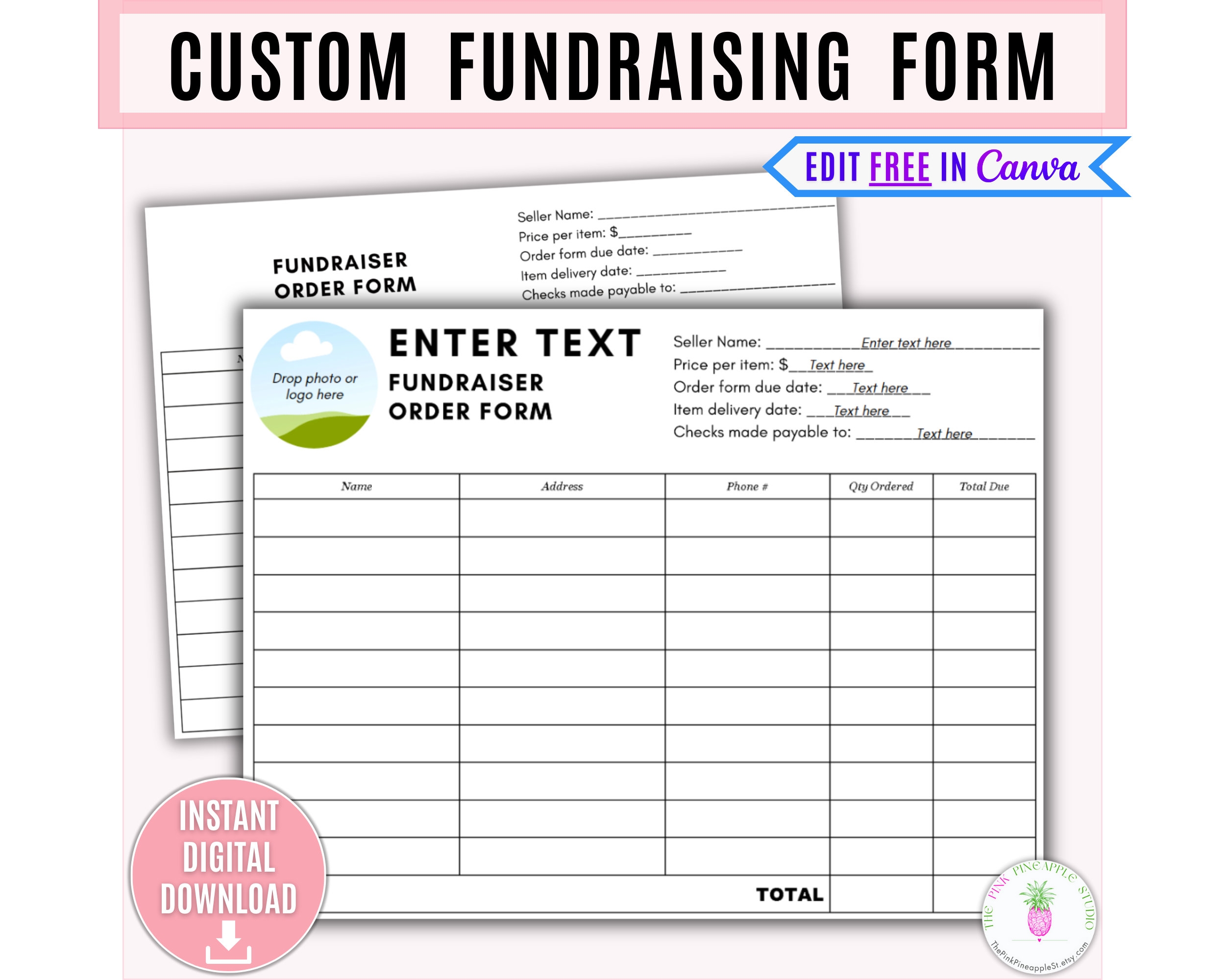 Editable Fundraising Form Printable Sponsorship Form Custom Fundraiser Form Sales Order Form Business Form Fillable Editable Order Form Etsy