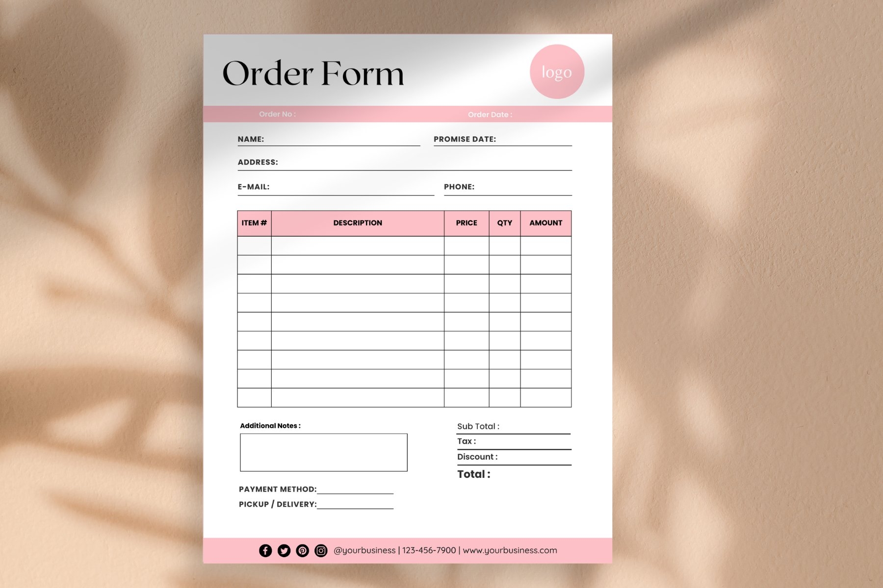 Editable Order Form Template For Canva