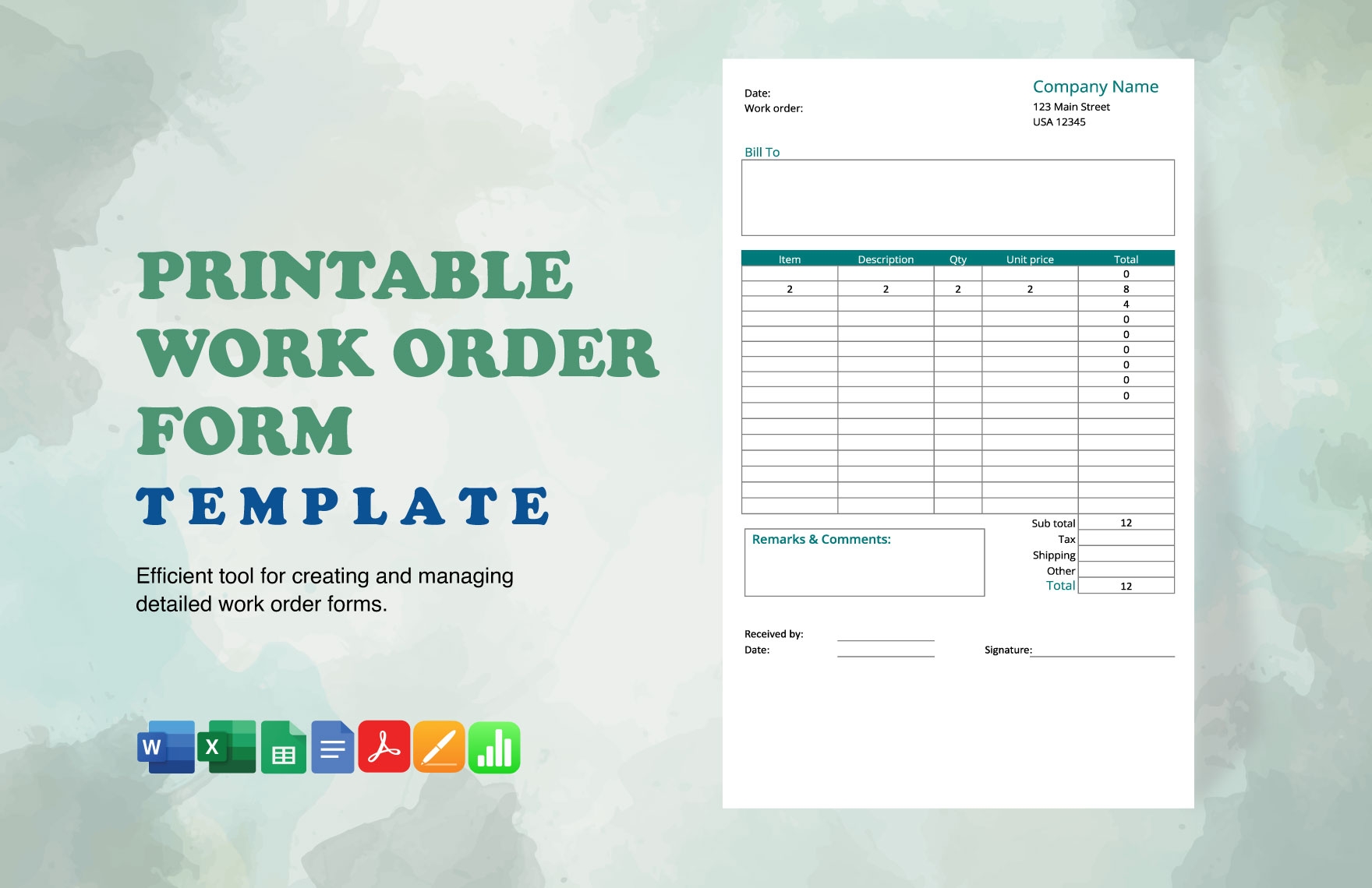 Order Forms Templates