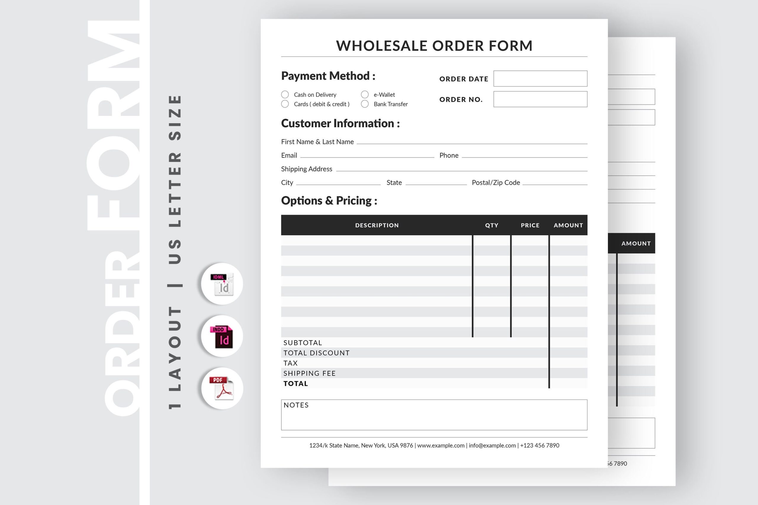 Editable PDF Wholesale Order Form Template Product Order Form Layout Multipurpose Order Form Order Form Template Printable Order Form Etsy