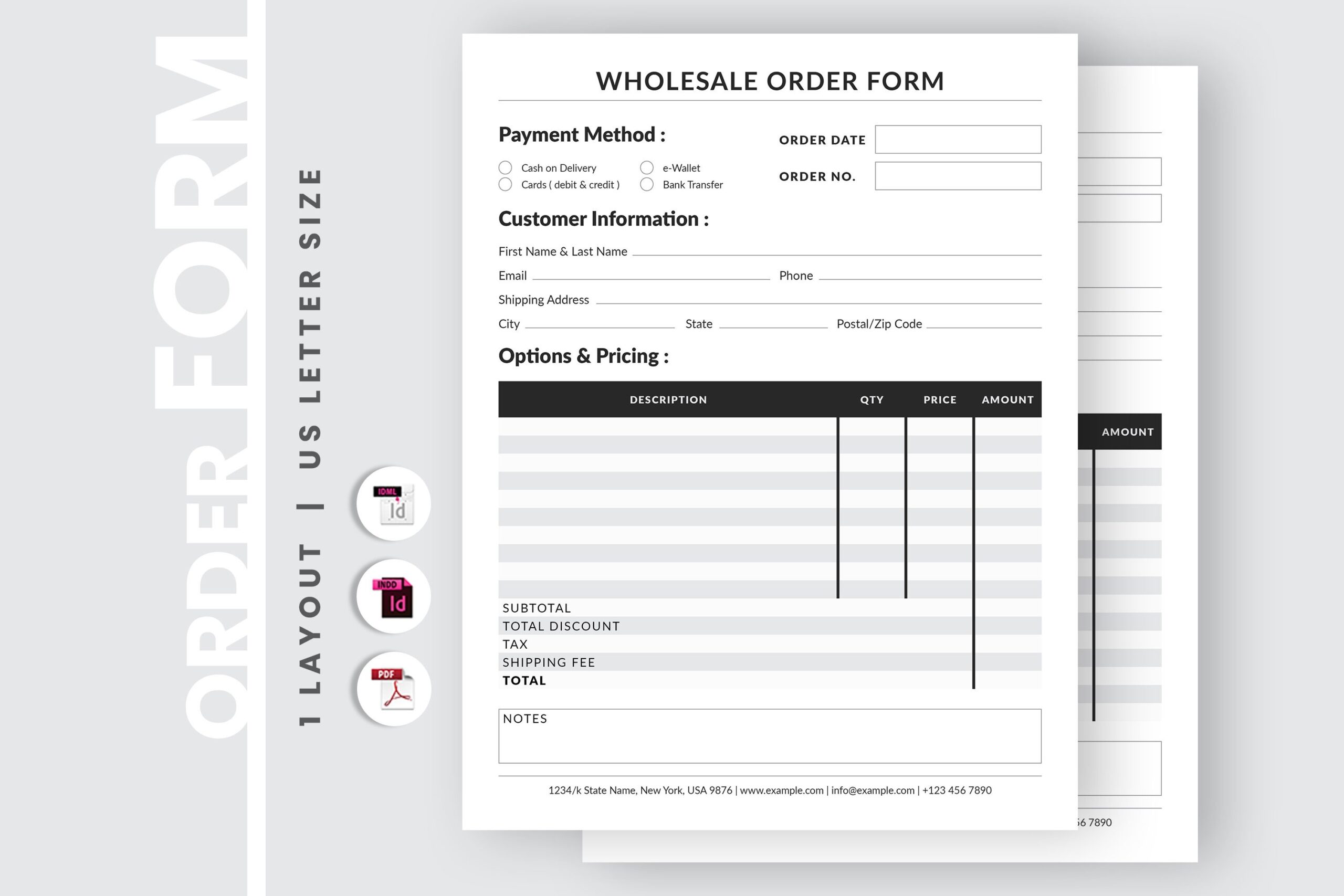 Editable Wholesale Order Form Template