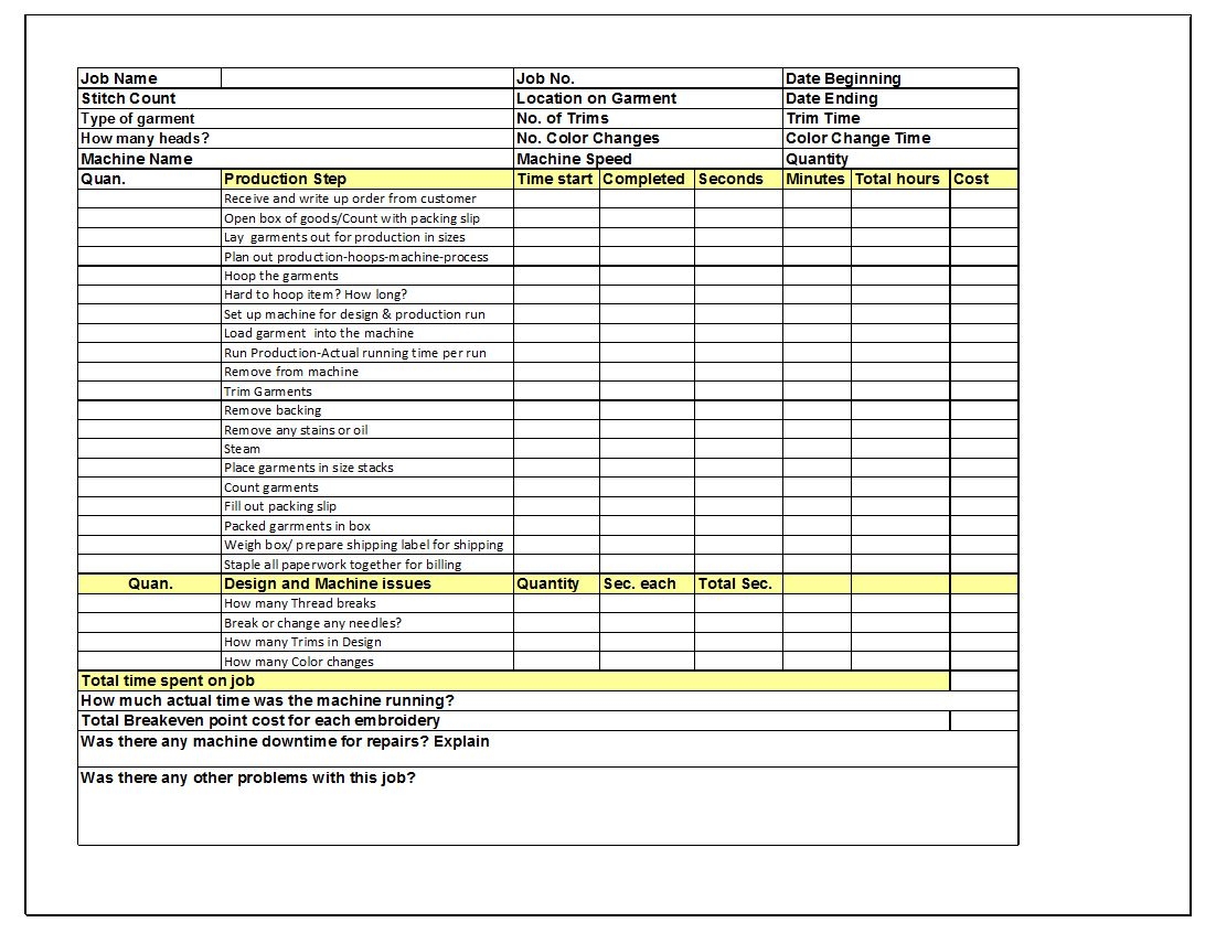 Embroidery Order Form Template