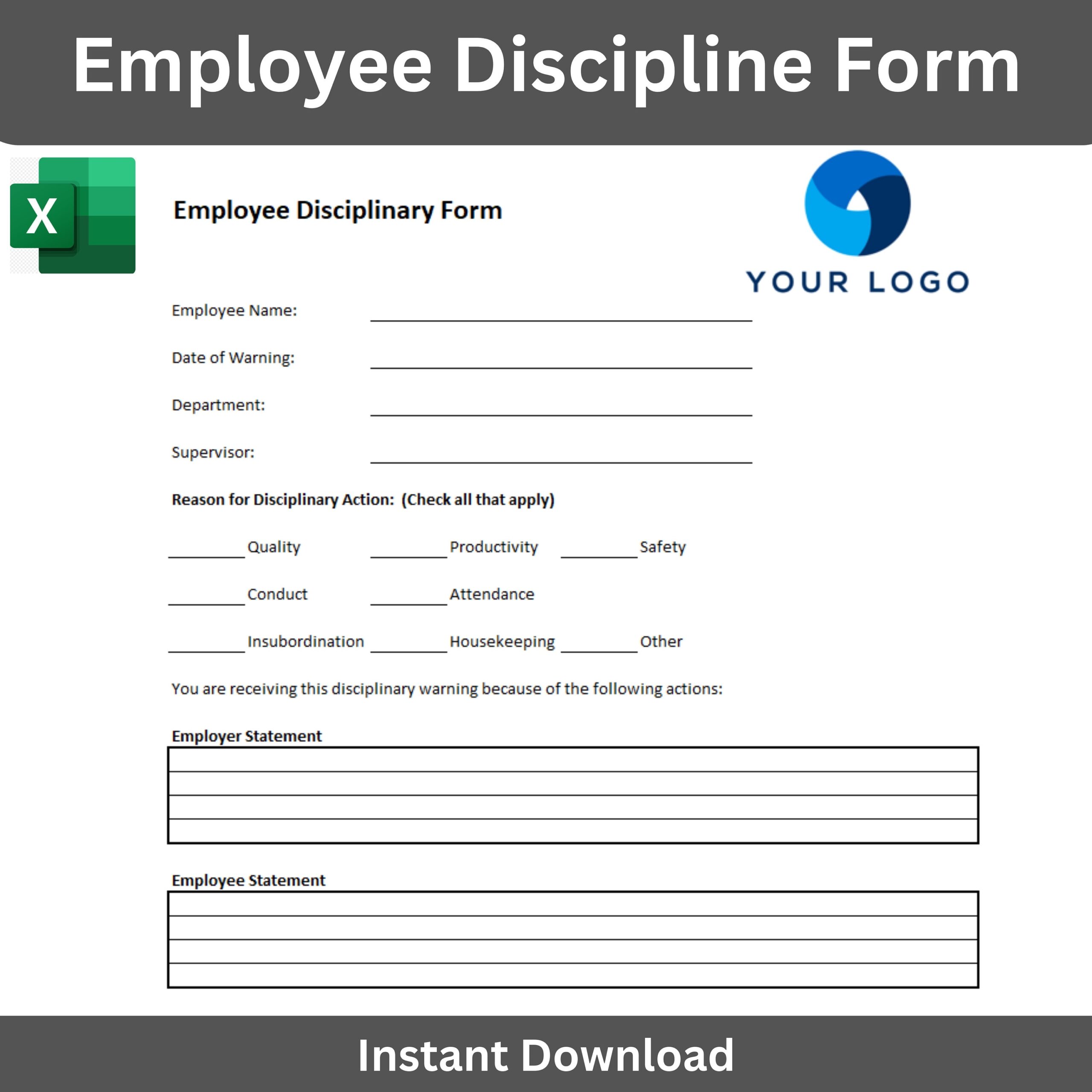 Employee Discipline Form Disciplinary Action Template For Employer And Employee HR And Payroll Template Employee Write Up Form For HR Etsy