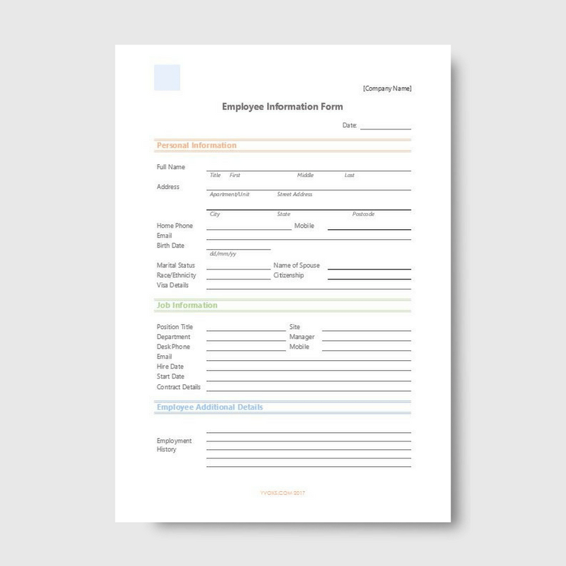 Employee Information Form Extra Details 
