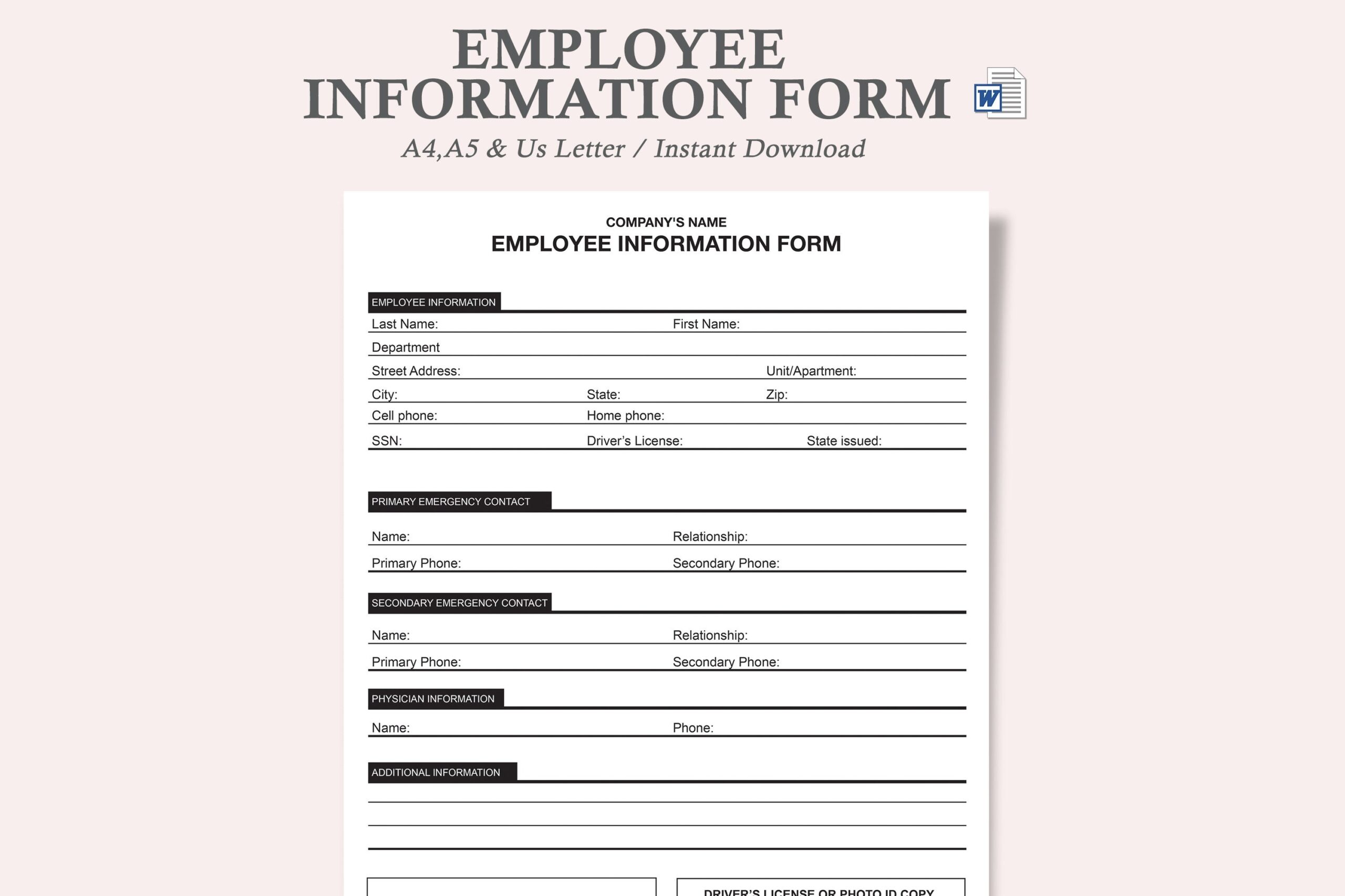 Employee Information Form new Employee Information Form employee 