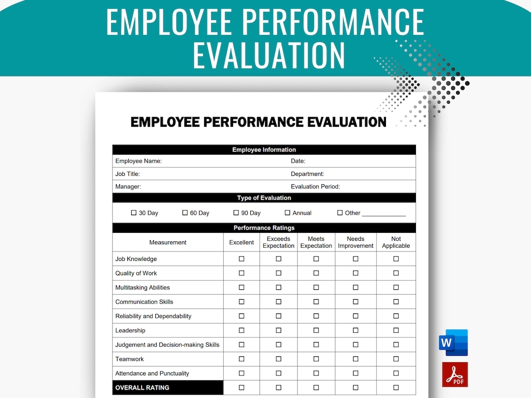 Employee Performance Evaluation Template Employee Performance Review Editable Word Human Resources Employee Performance Evaluation Form Etsy