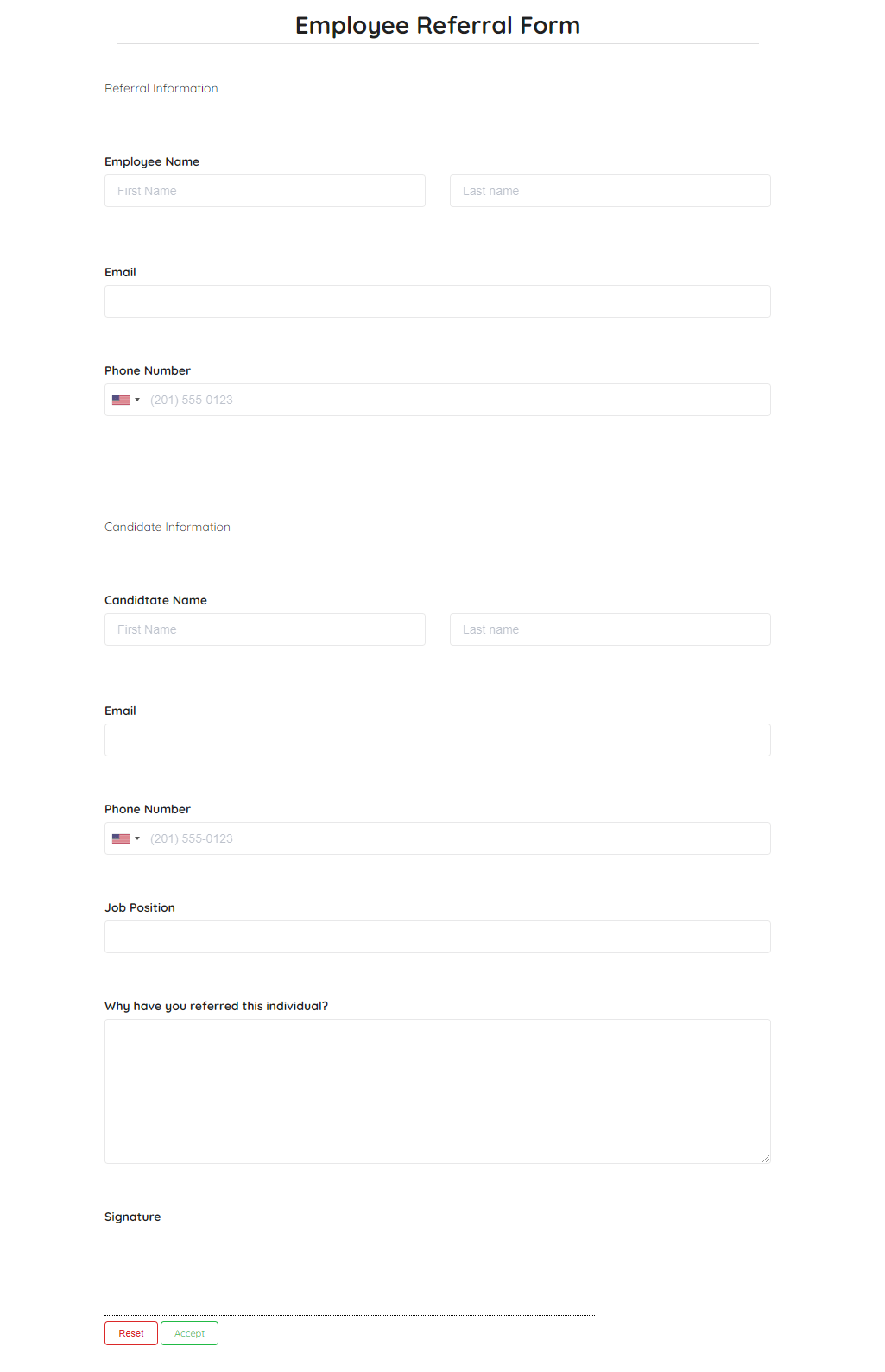 Employee Reference Form Template Formplus