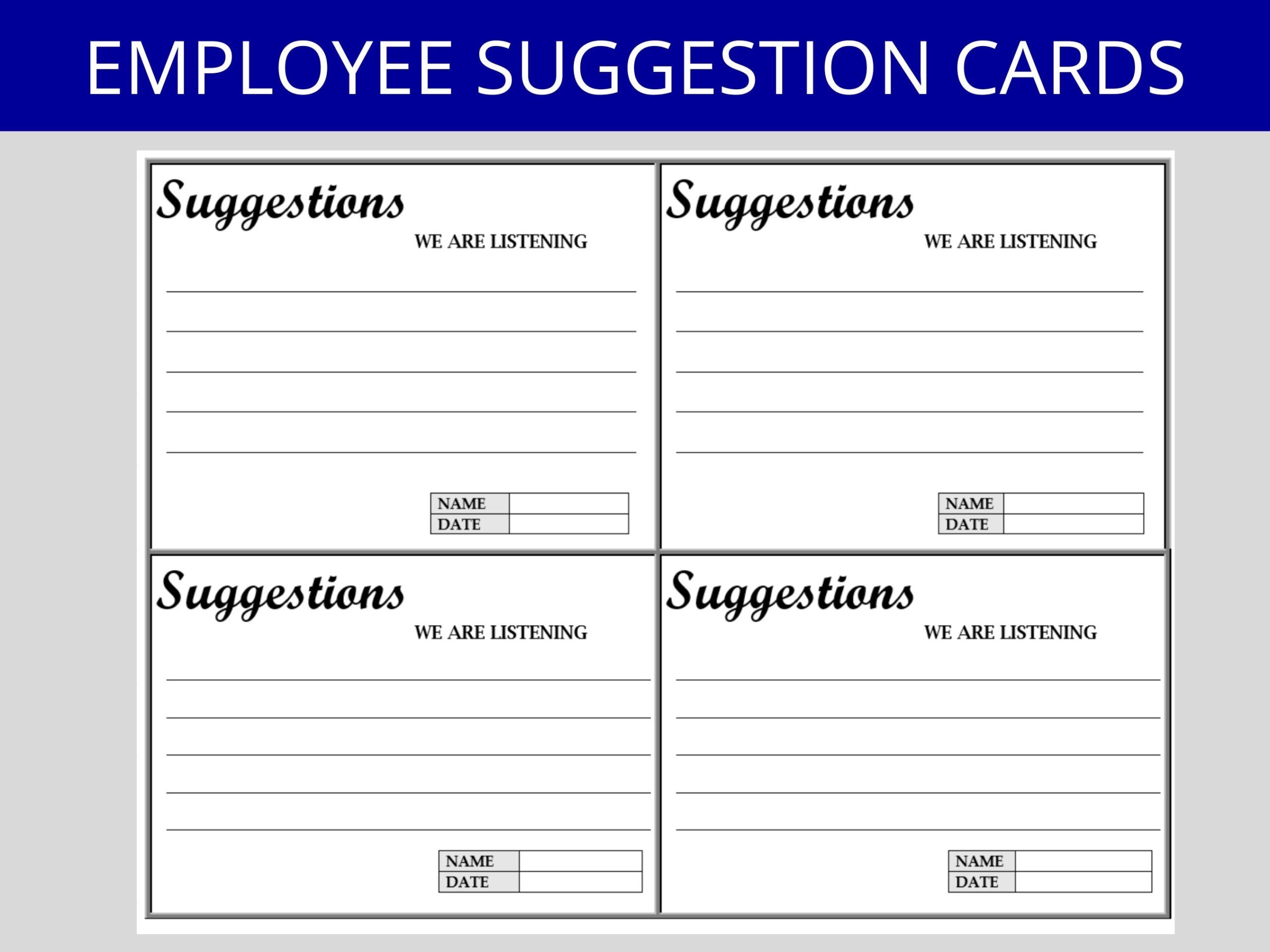 Employee Suggestion Card Employee Relations Suggestion Box 