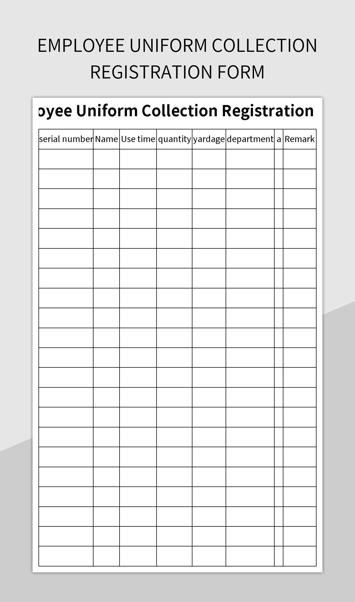 Employee Uniform Collection Registration Form Excel Template And Google Sheets File For Free Download Slidesdocs