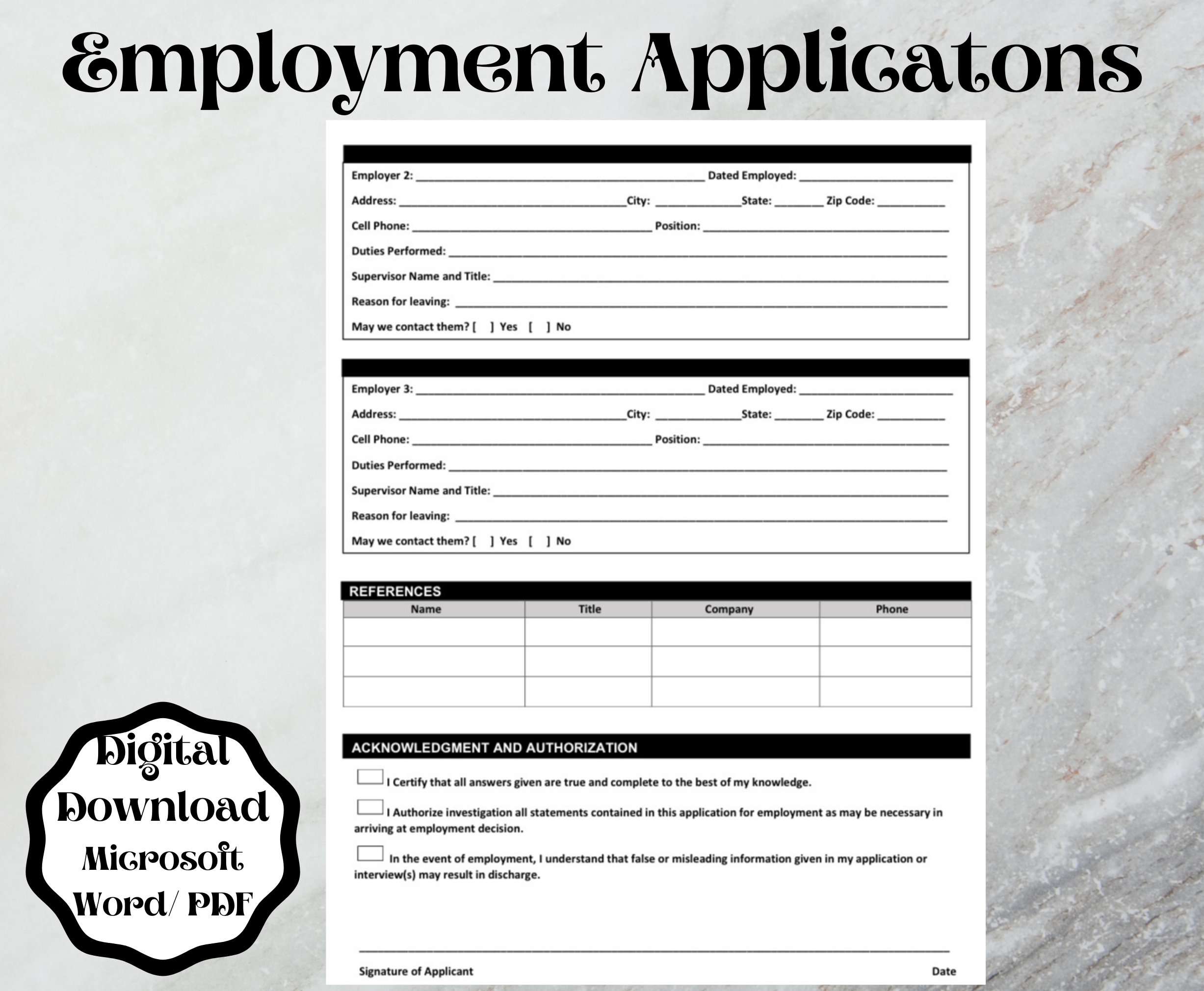 Application Form Template Word