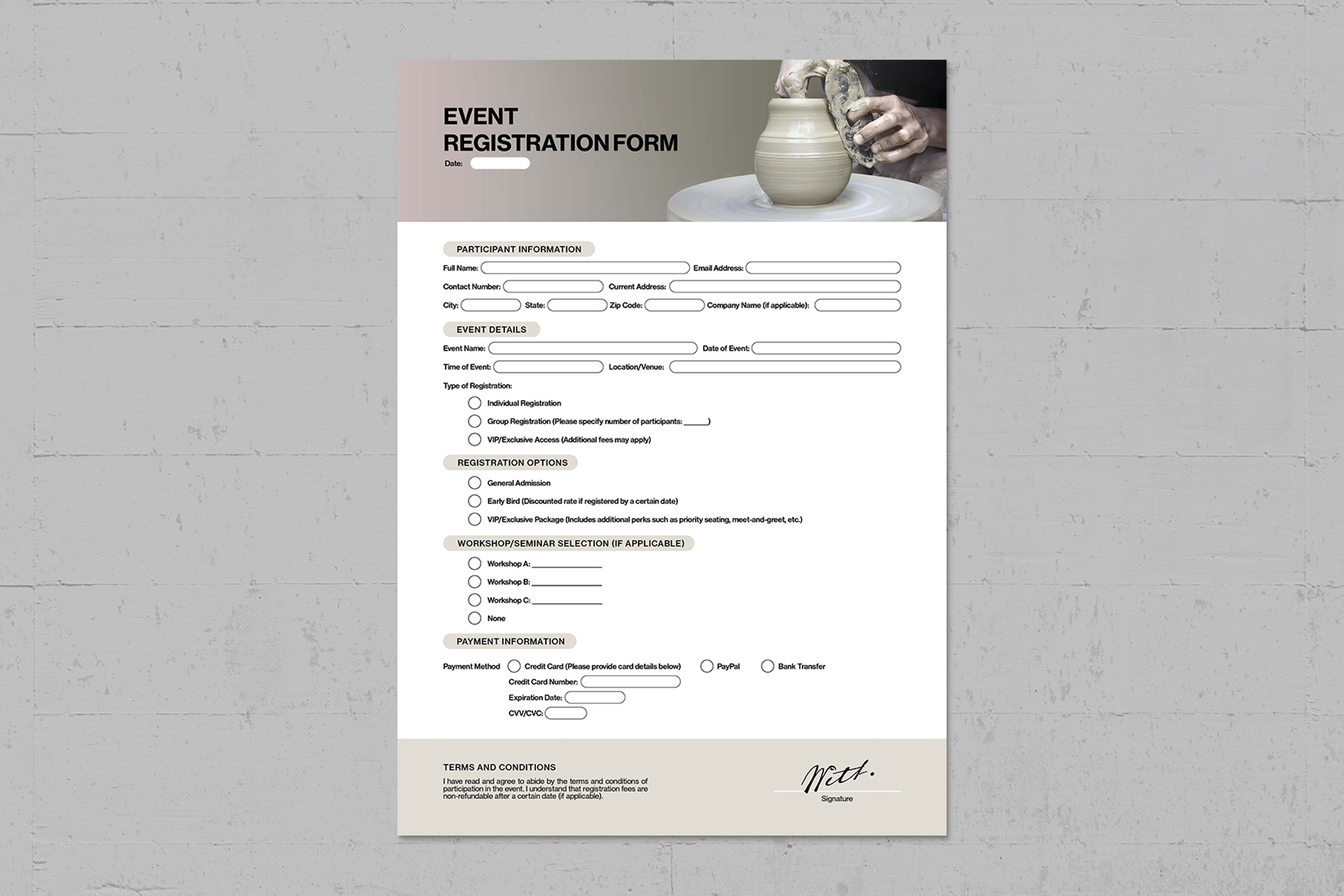 Event Registration Form BrandPacks